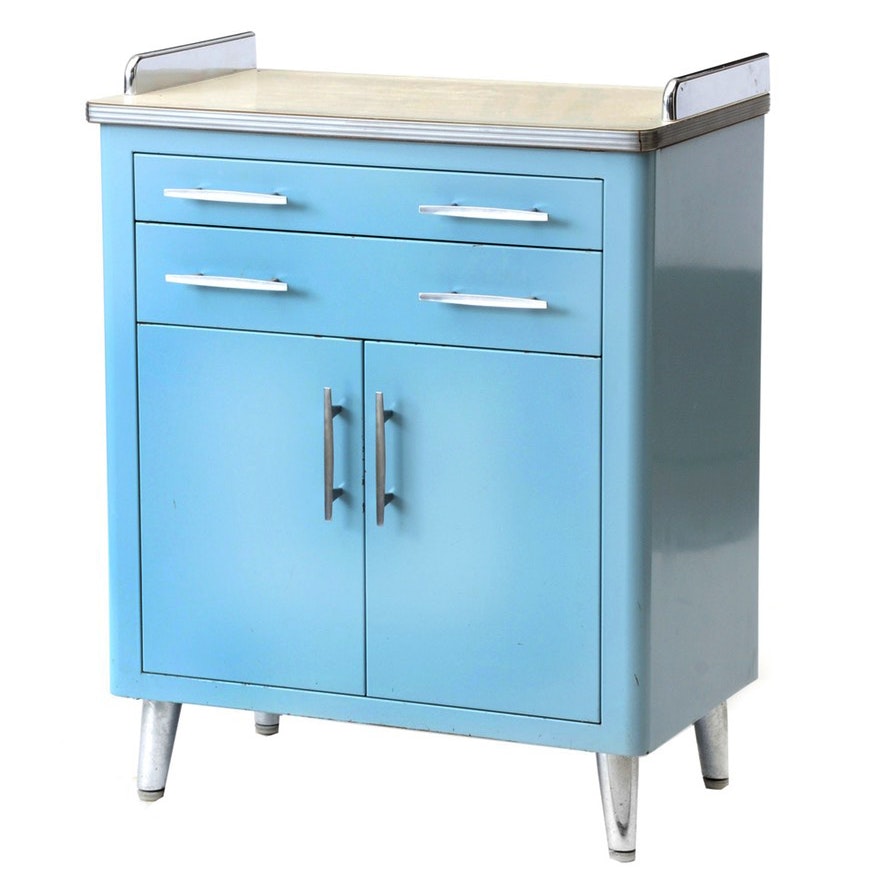 Vintage Blue Metal Kitchen Cabinet