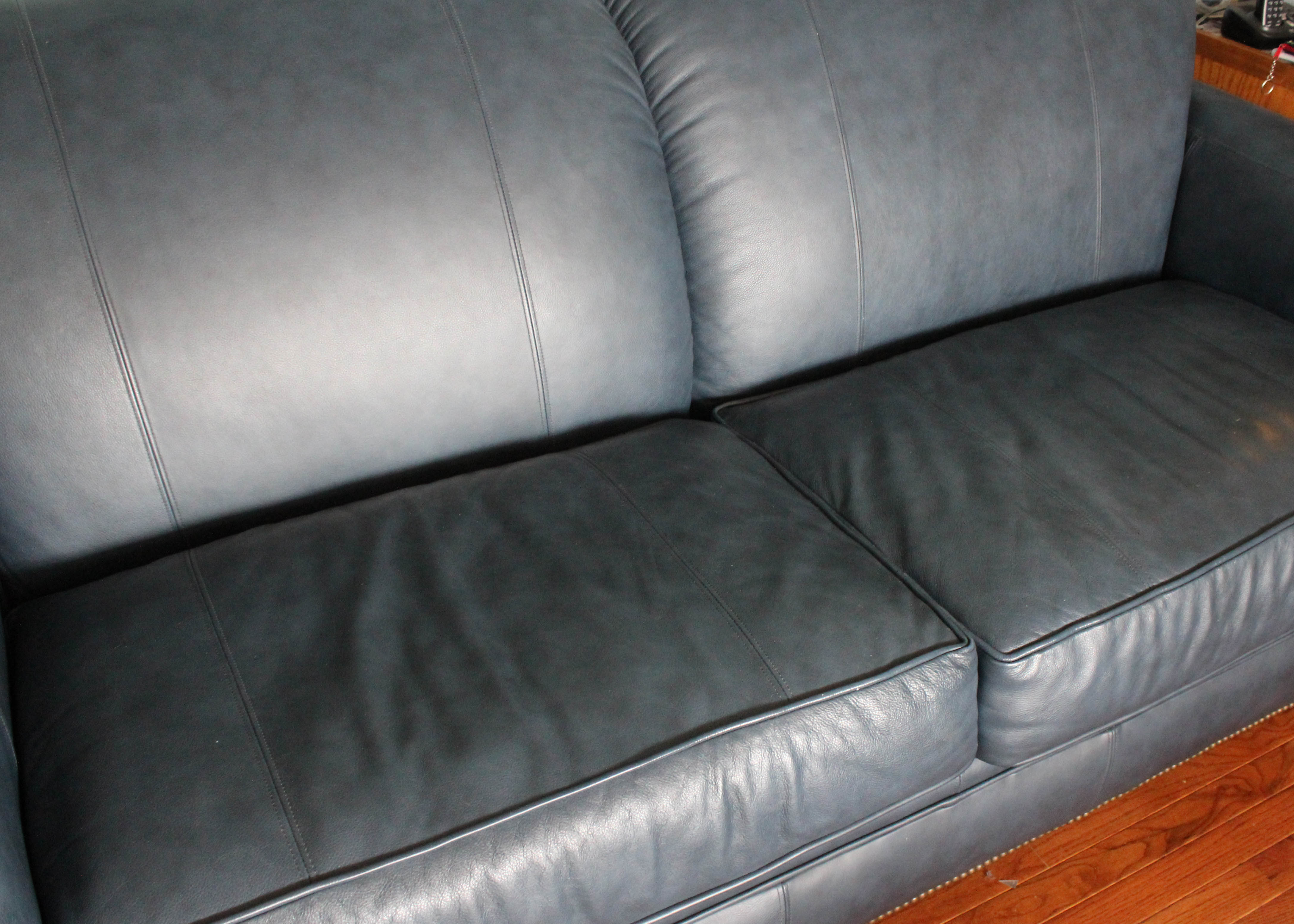 Broyhill Blue Leather Sofa