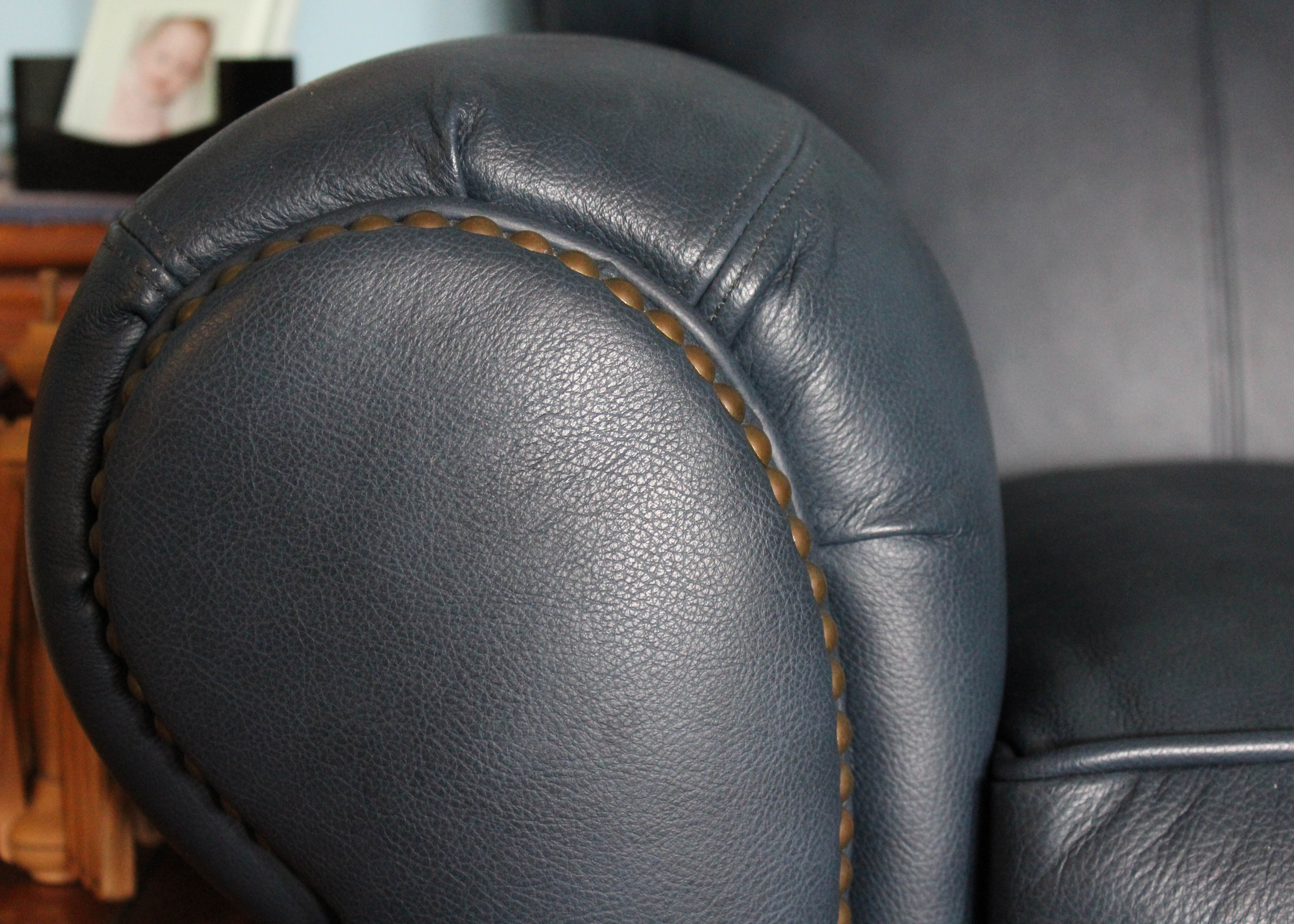 Broyhill Blue Leather Sofa