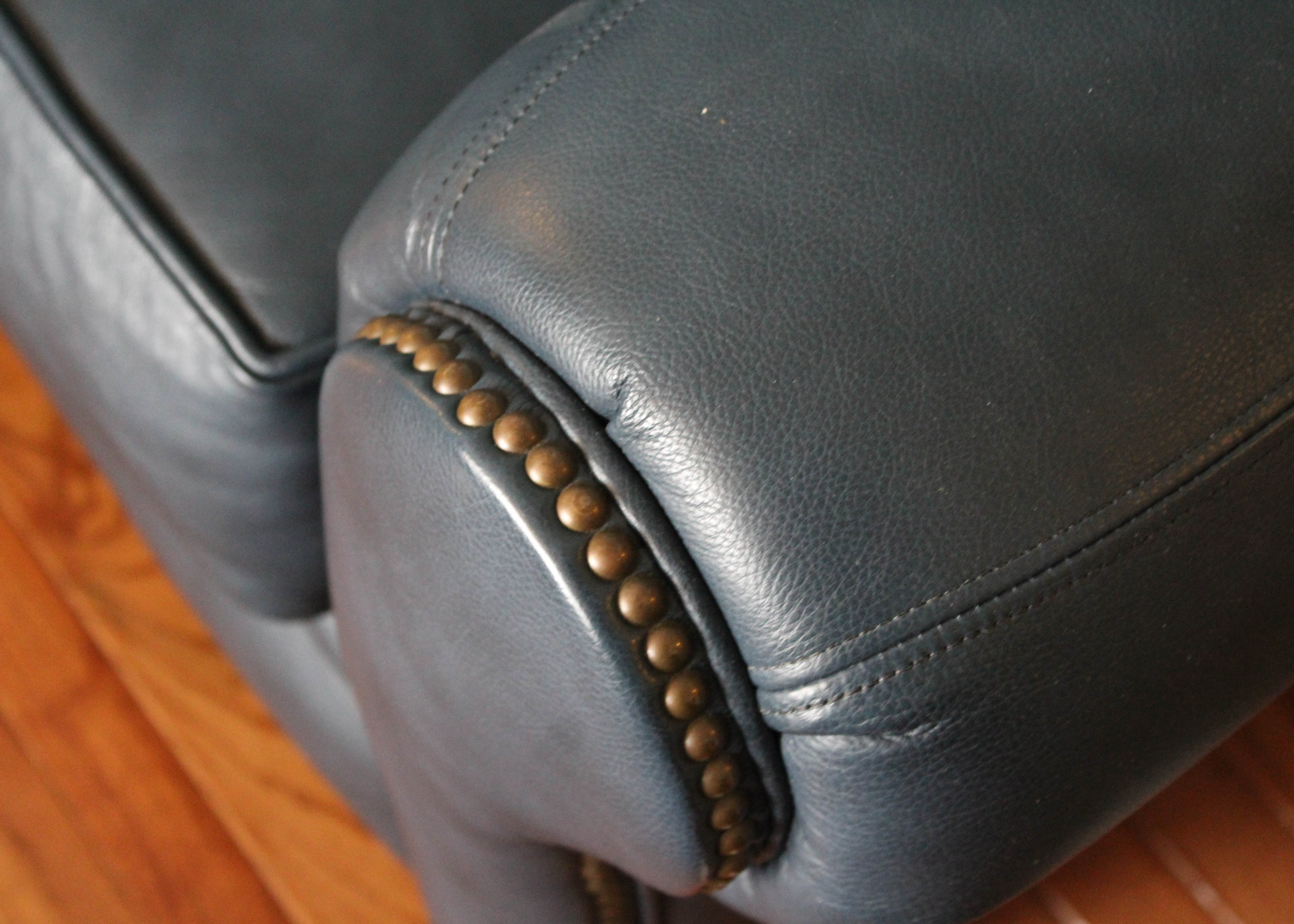 Broyhill Blue Leather Sofa