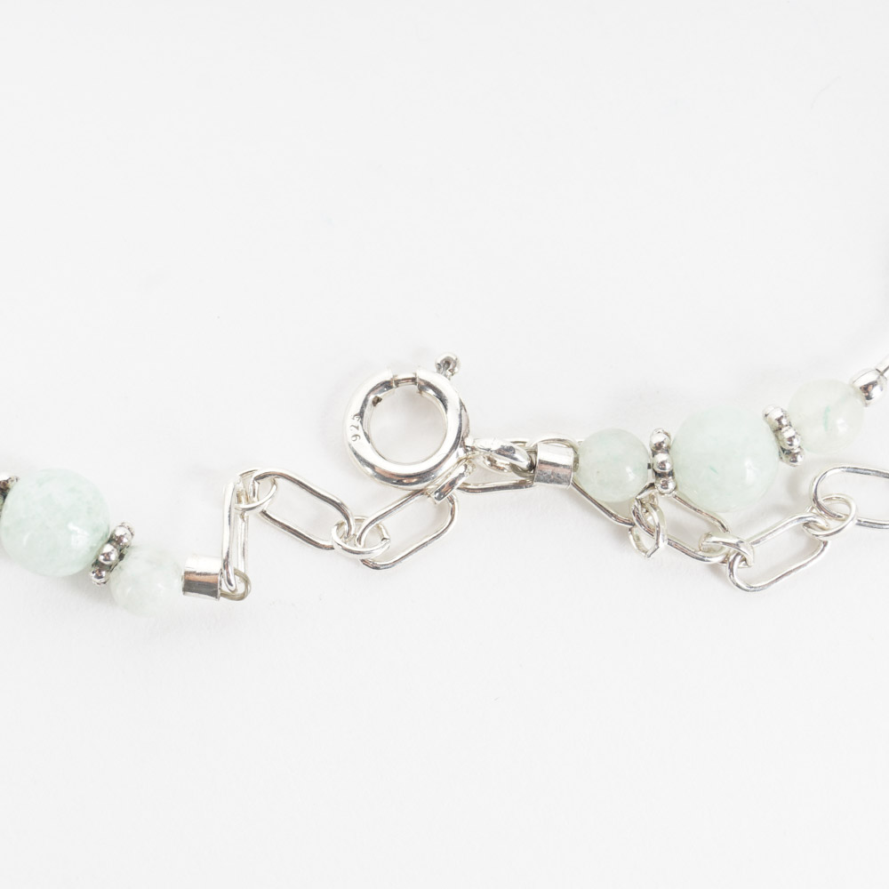 Two Sterling Silver Necklaces with Jade Beads