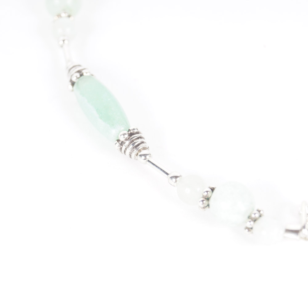 Two Sterling Silver Necklaces with Jade Beads
