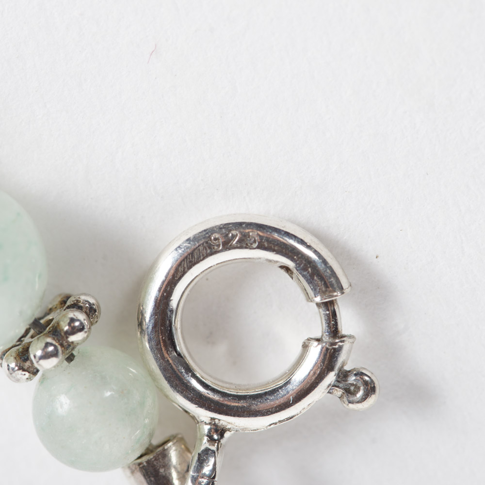 Two Sterling Silver Necklaces with Jade Beads