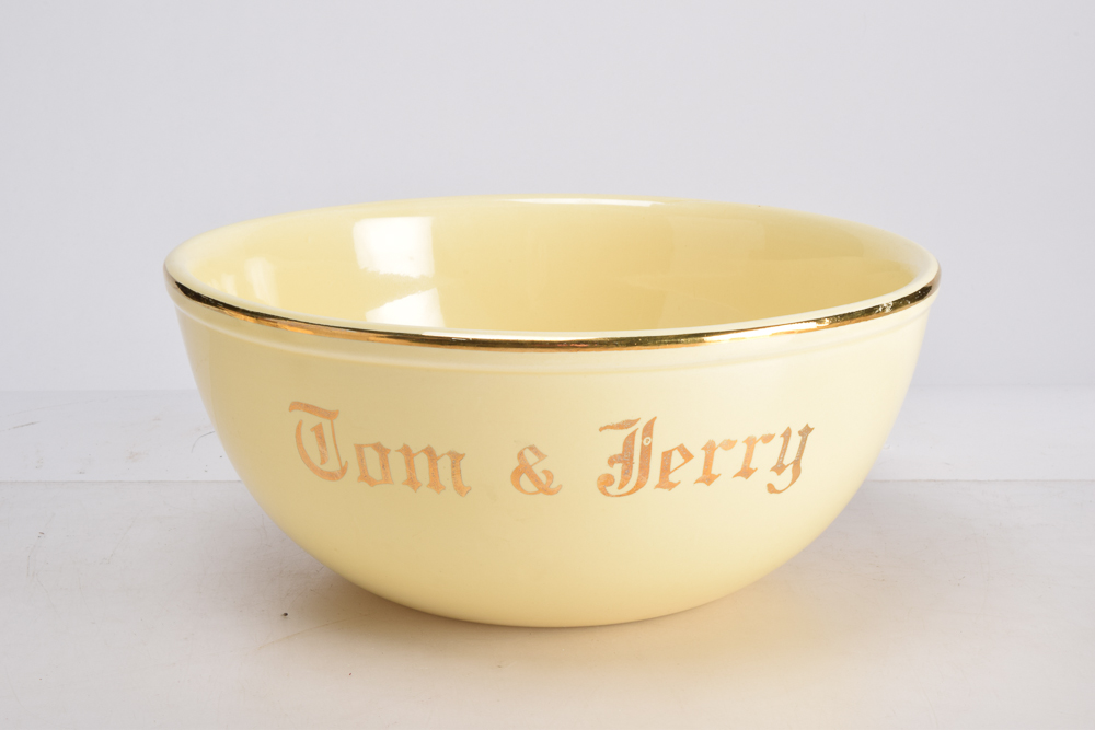 Homer Laughlin "Tom and Jerry" Punch Bowl and Mugs