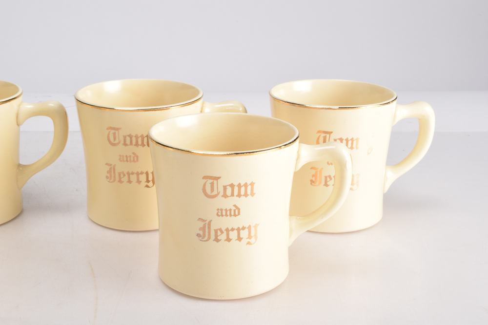 Homer Laughlin "Tom and Jerry" Punch Bowl and Mugs