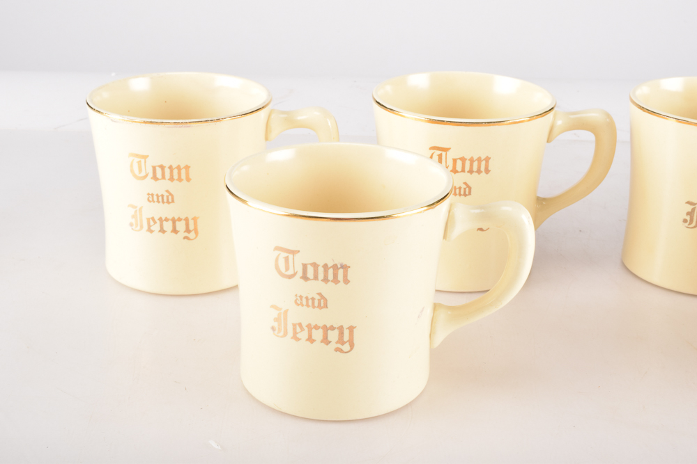 Homer Laughlin "Tom and Jerry" Punch Bowl and Mugs
