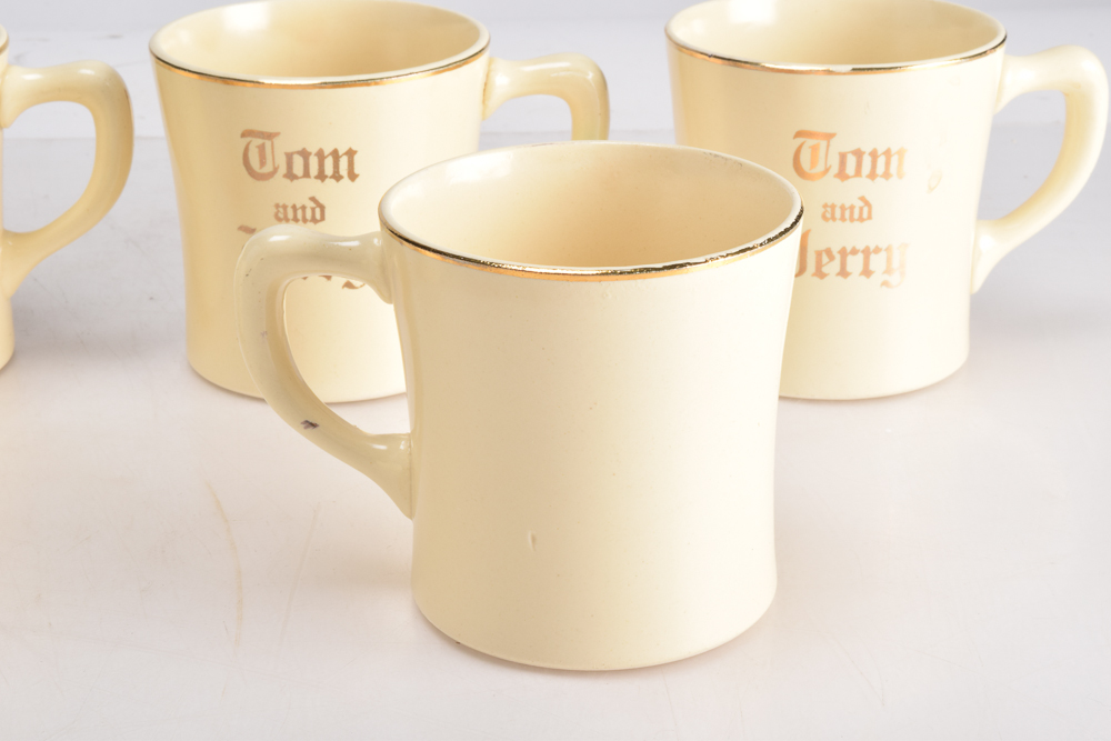 Homer Laughlin "Tom and Jerry" Punch Bowl and Mugs