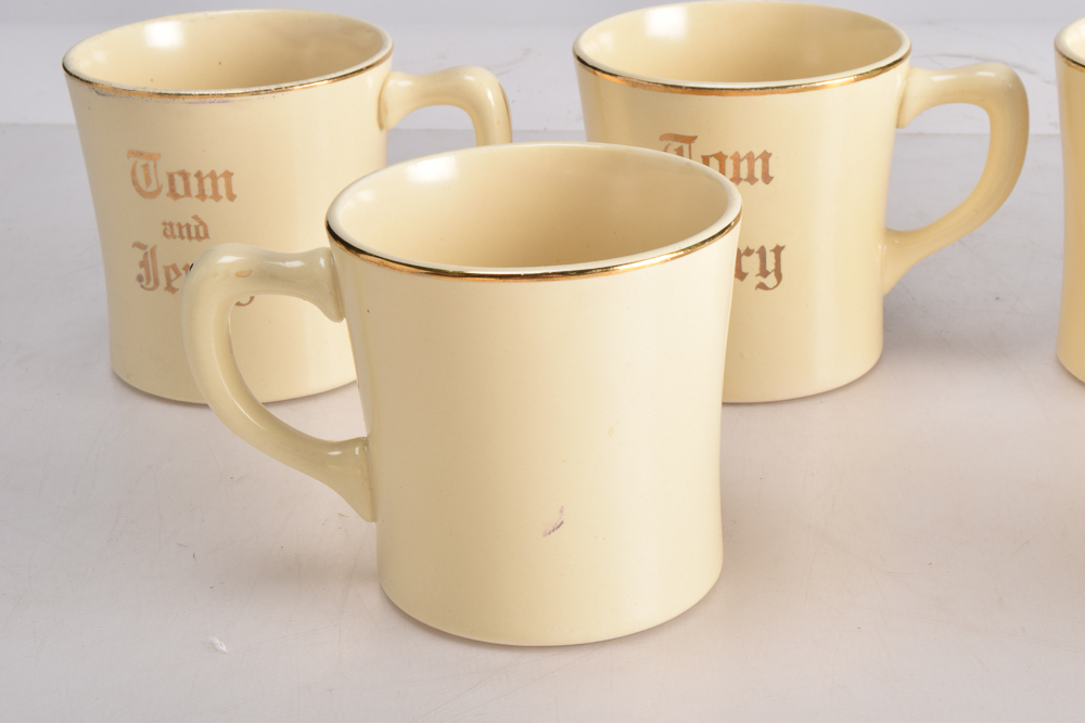 Homer Laughlin "Tom and Jerry" Punch Bowl and Mugs