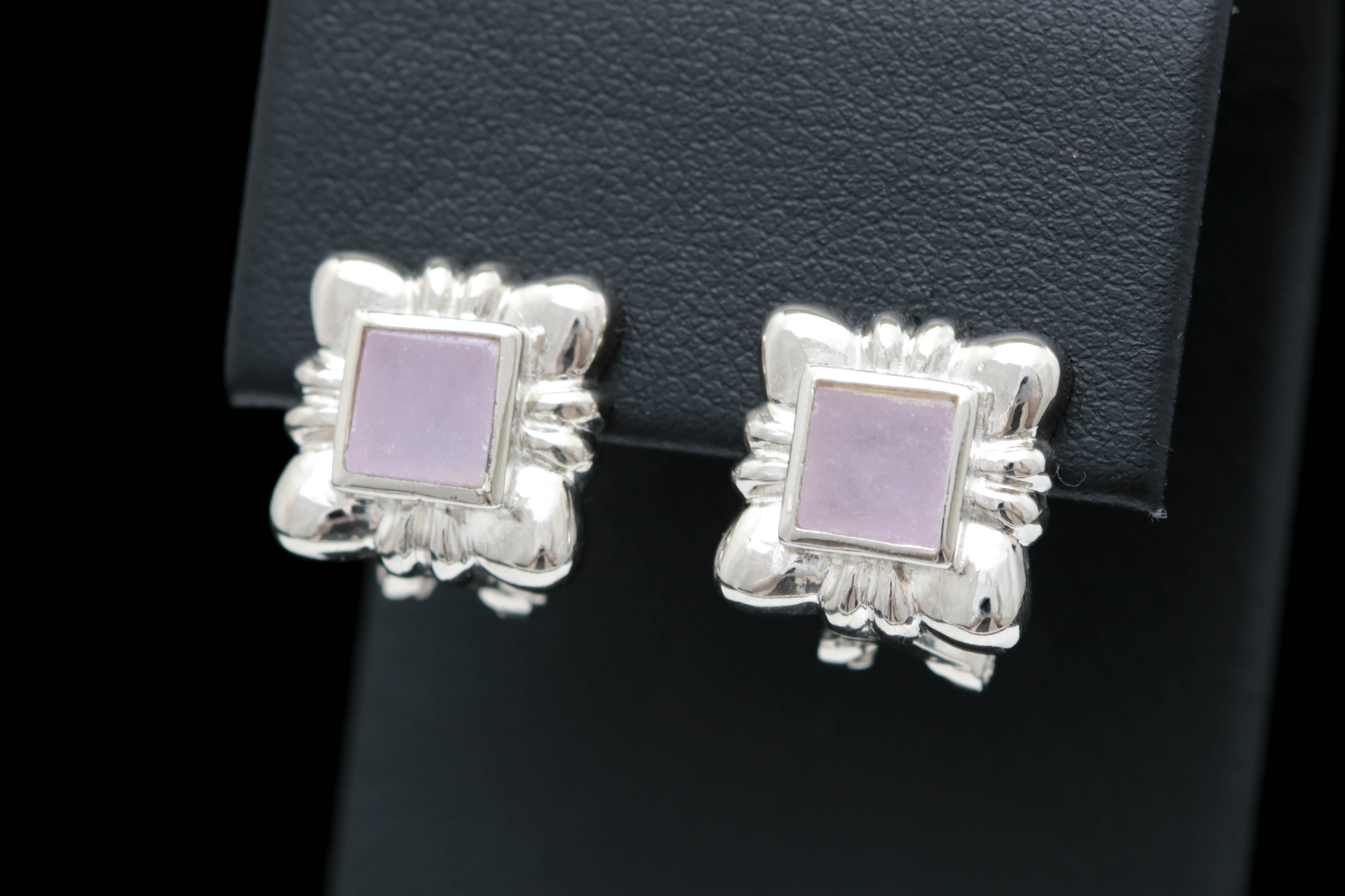 Sterling Silver and Lavender Jade Earrings