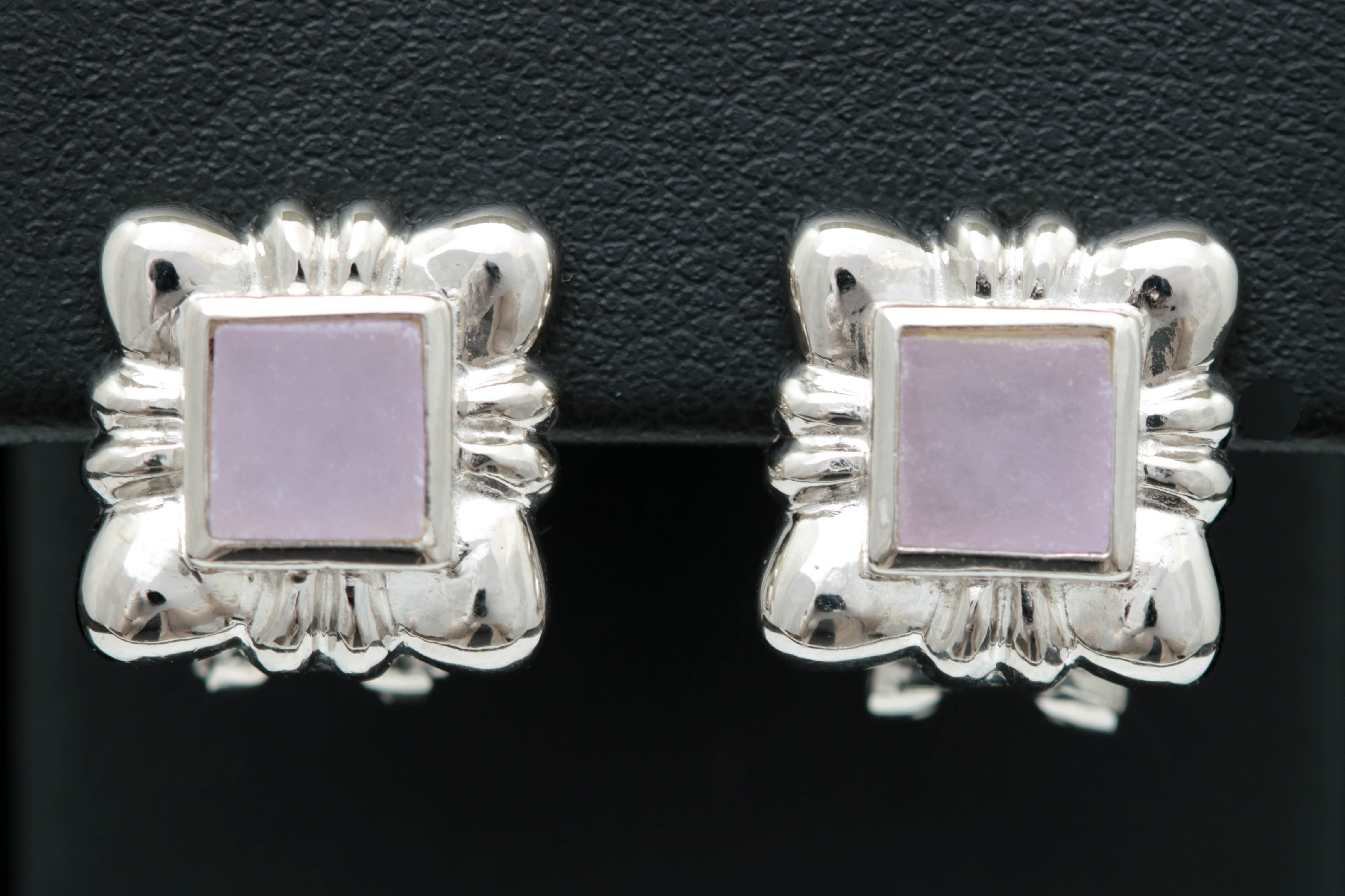 Sterling Silver and Lavender Jade Earrings