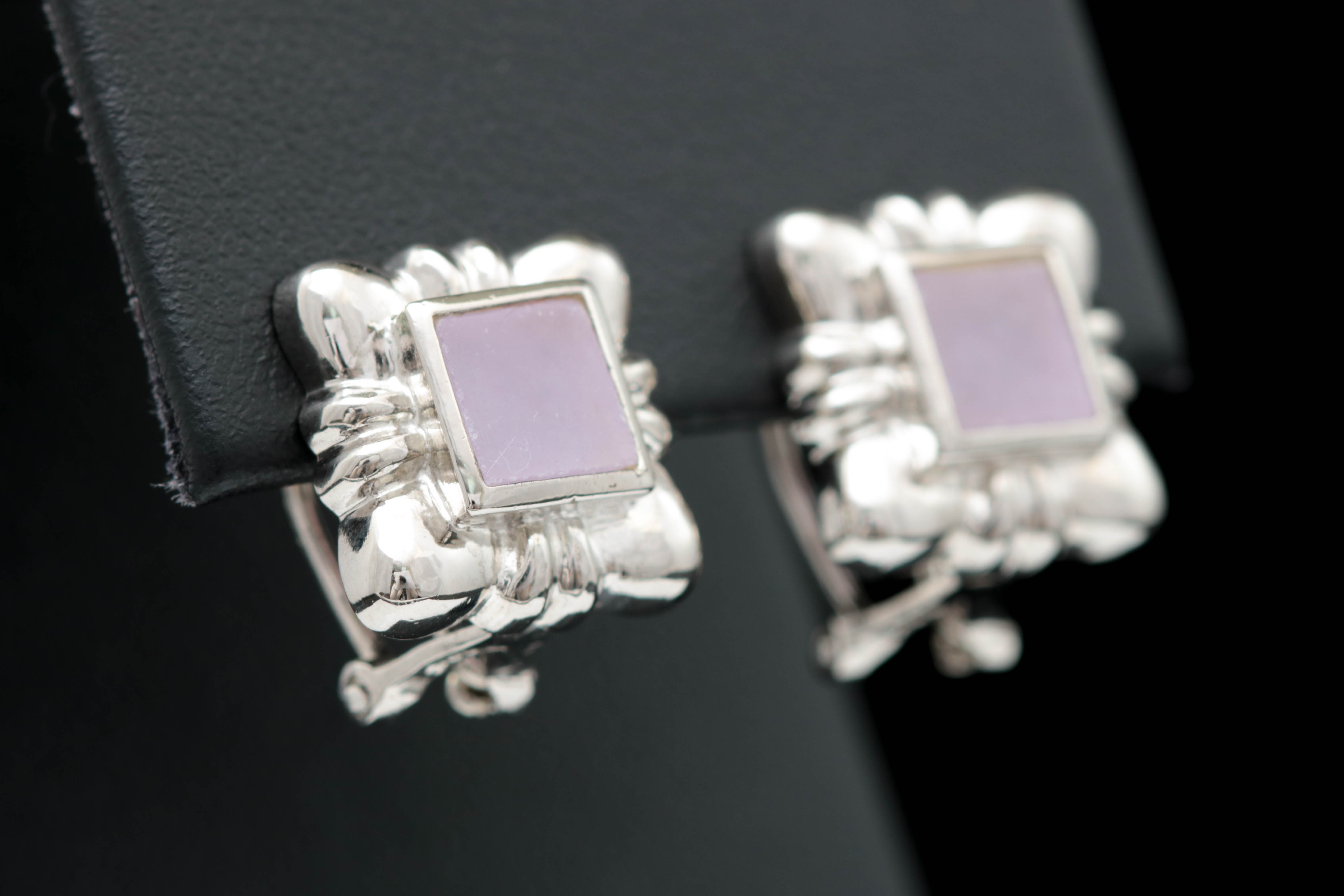 Sterling Silver and Lavender Jade Earrings