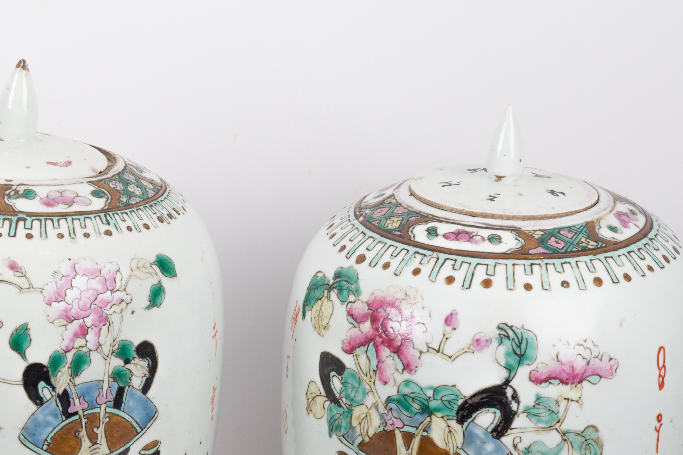 Pair of Chinese Qing Dynasty Ginger Jars