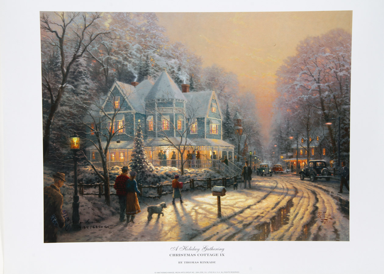 Numbered Edition Thomas Kinkade Offset Lithograph "Christmas Cottage IX"