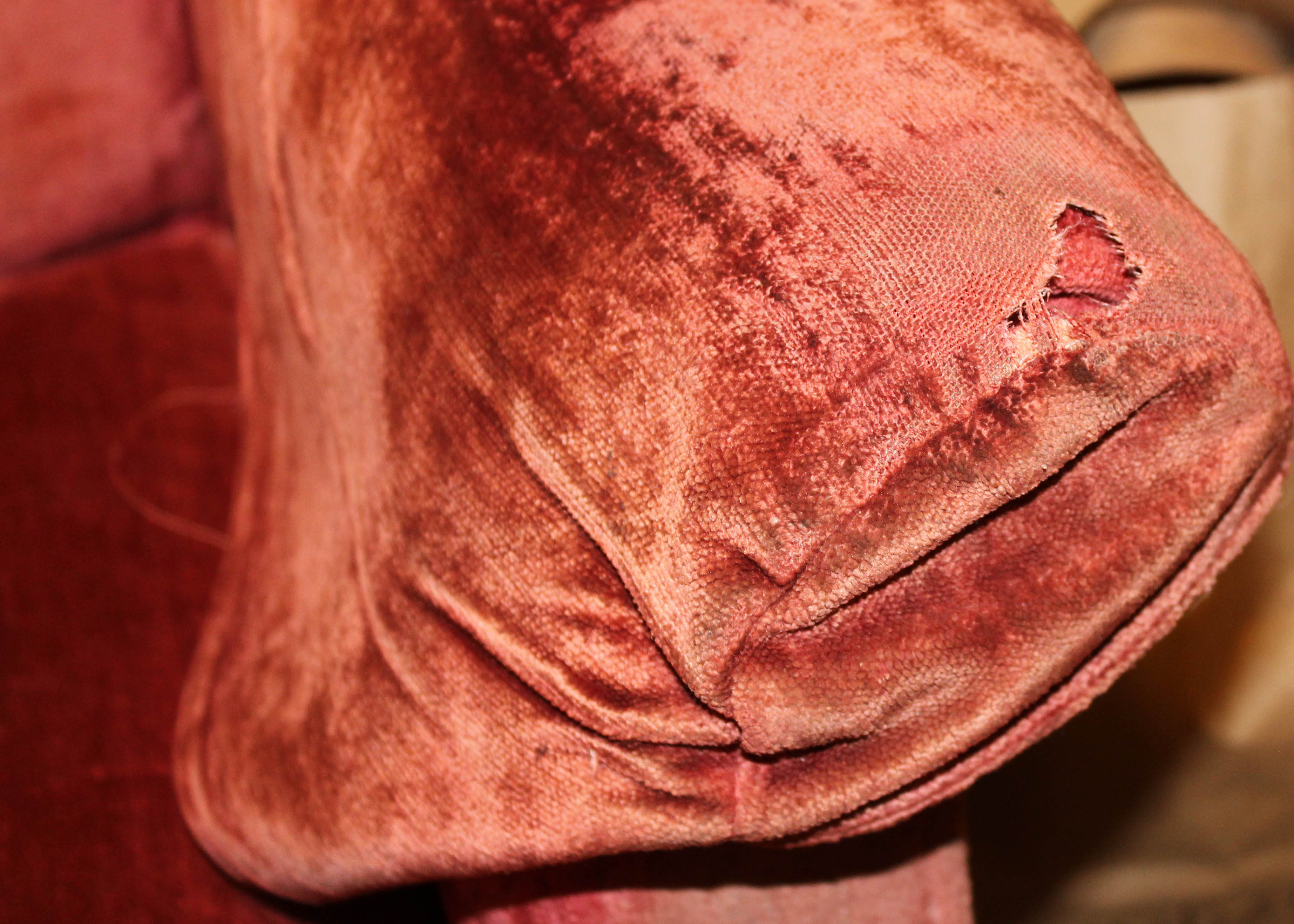 Vintage Red Velvet Upholstered Armchair