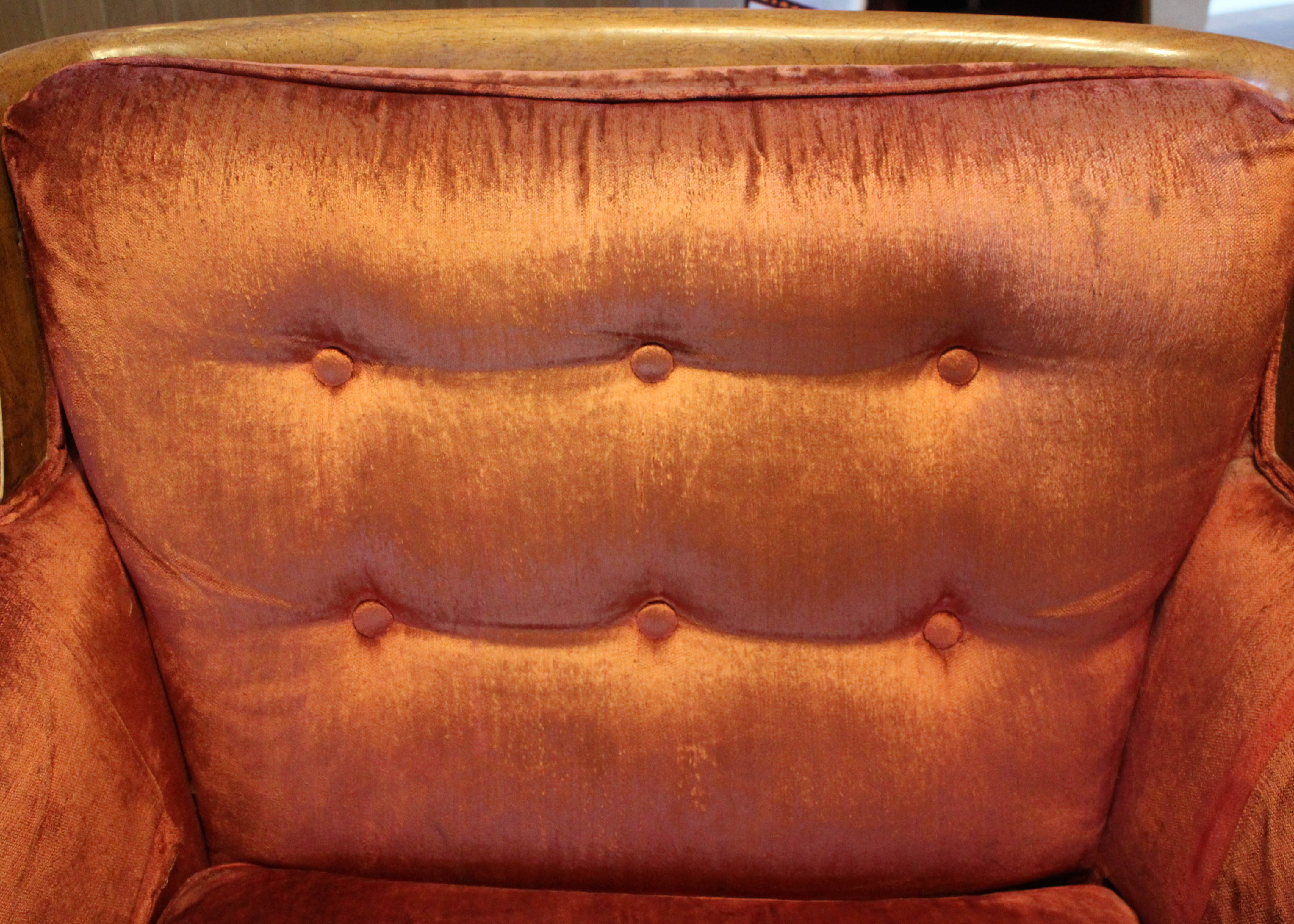 Vintage Red Velvet Upholstered Armchair