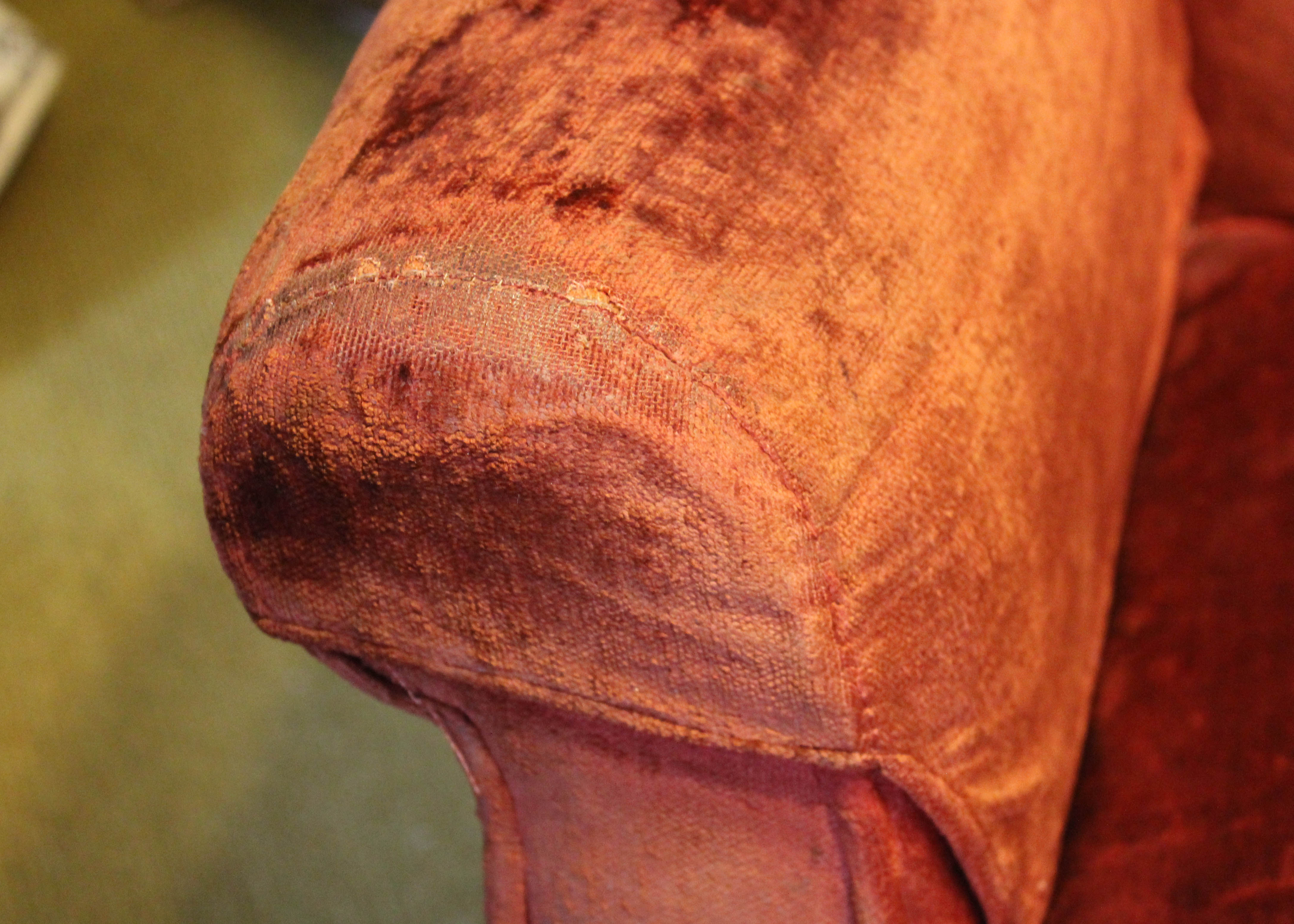 Vintage Red Velvet Upholstered Armchair