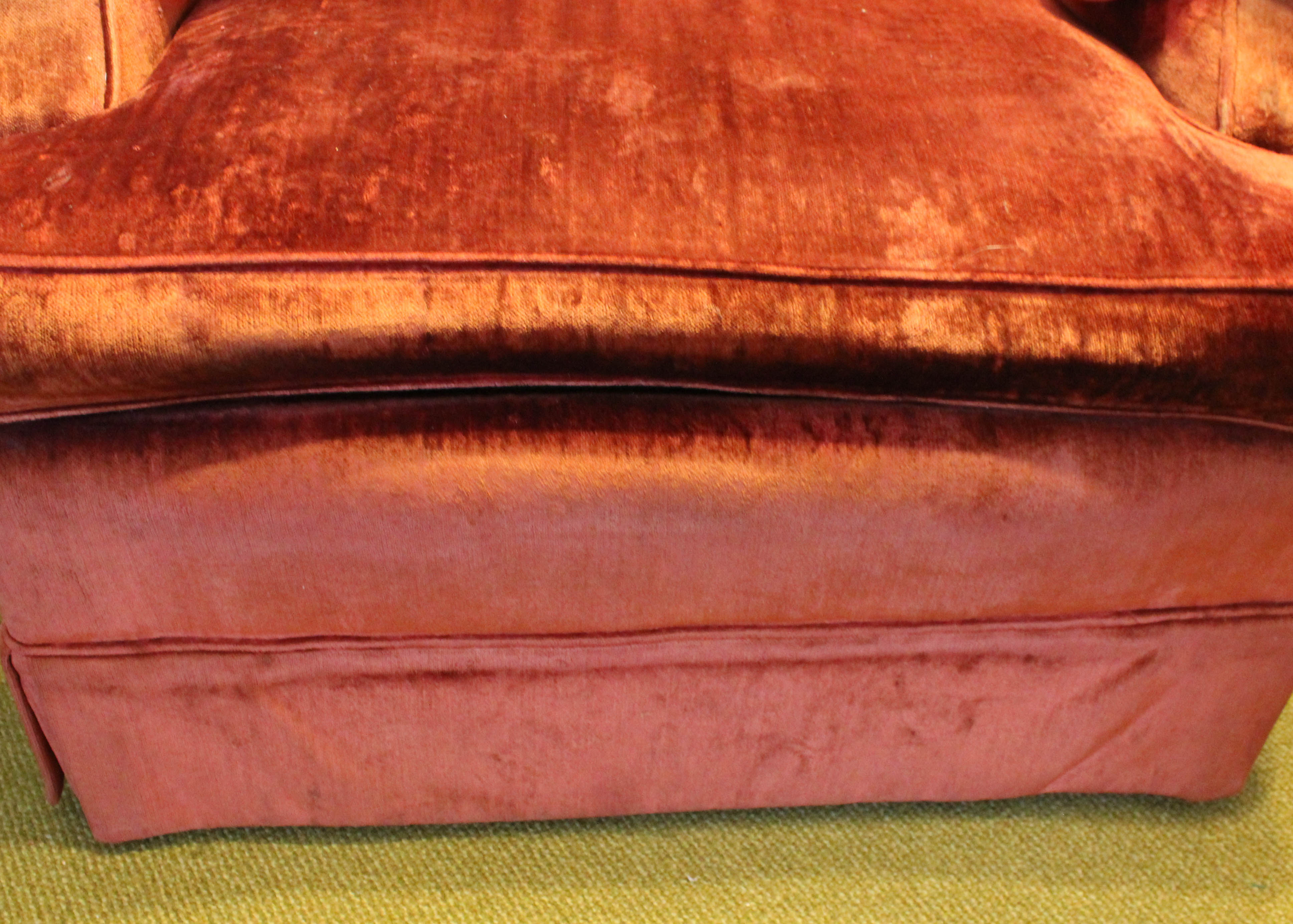 Vintage Red Velvet Upholstered Armchair