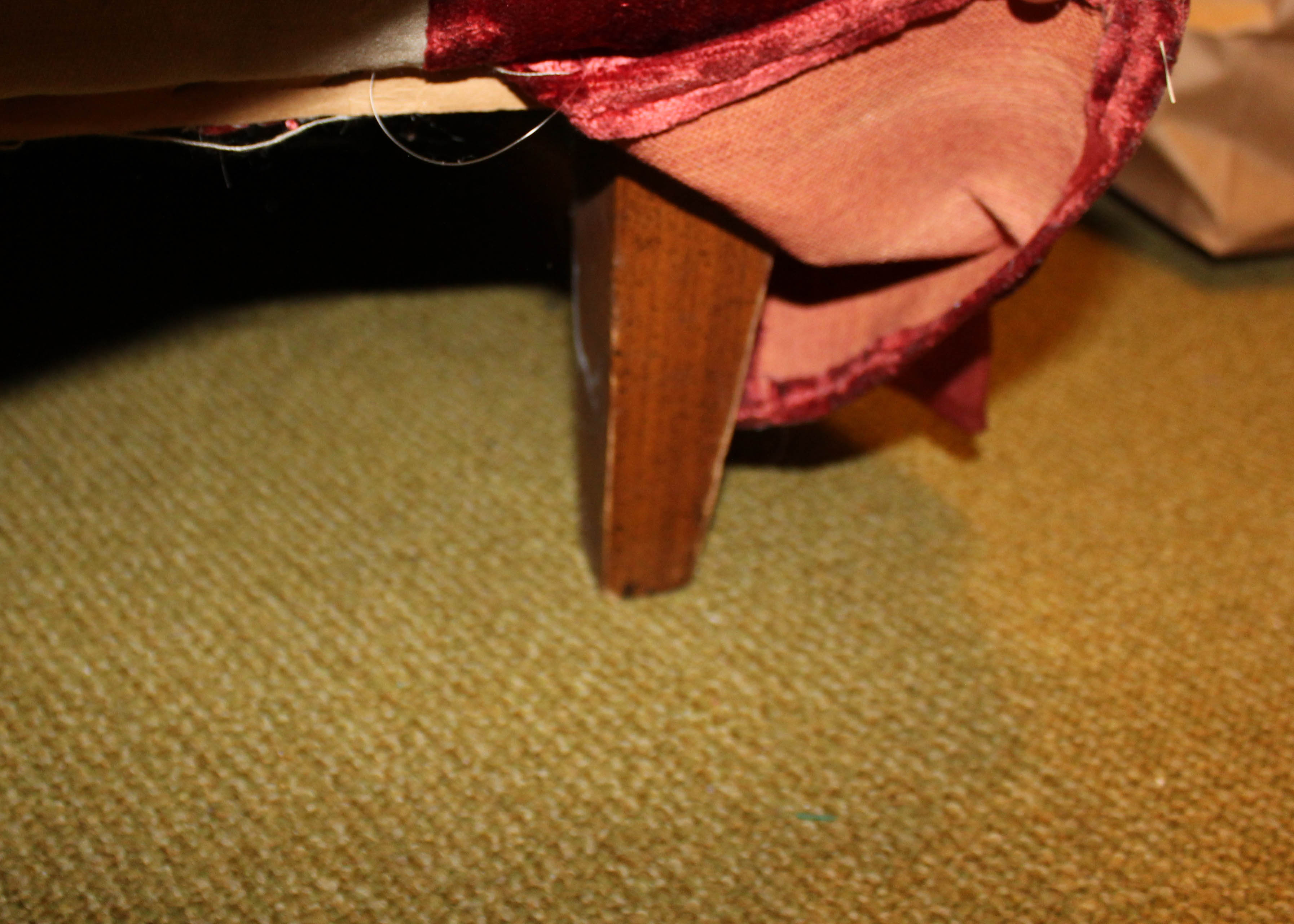 Vintage Red Velvet Upholstered Armchair