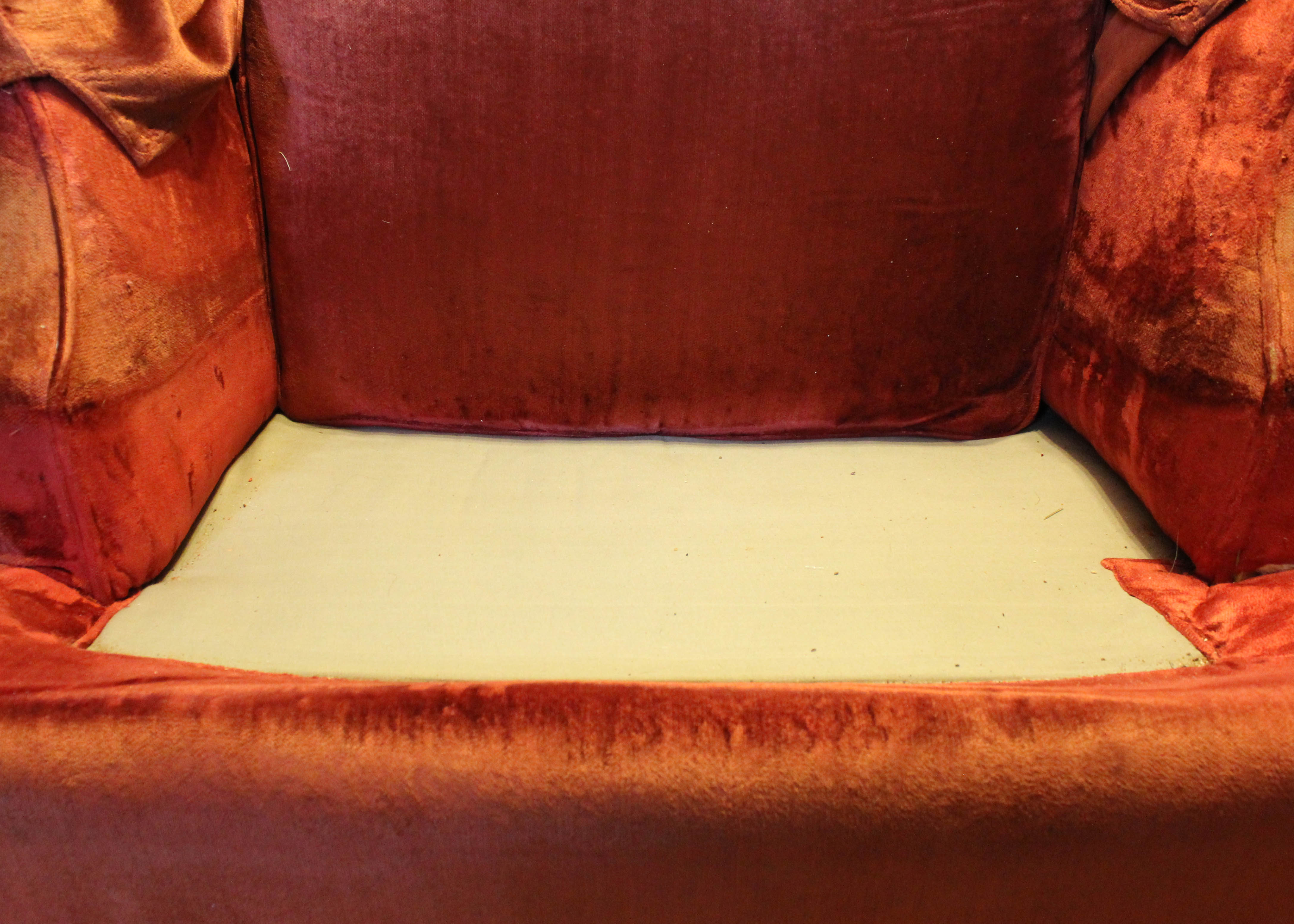 Vintage Red Velvet Upholstered Armchair