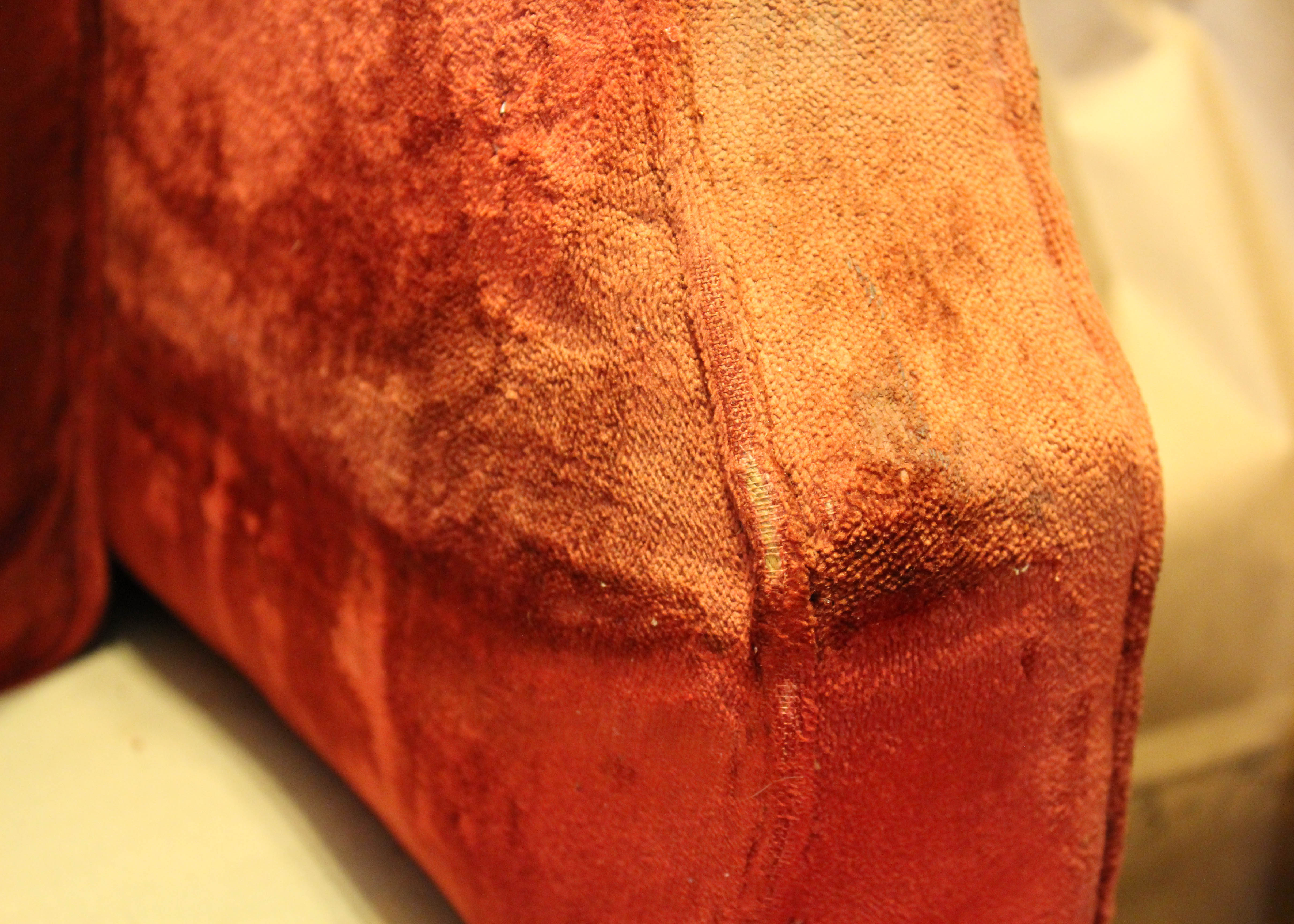 Vintage Red Velvet Upholstered Armchair