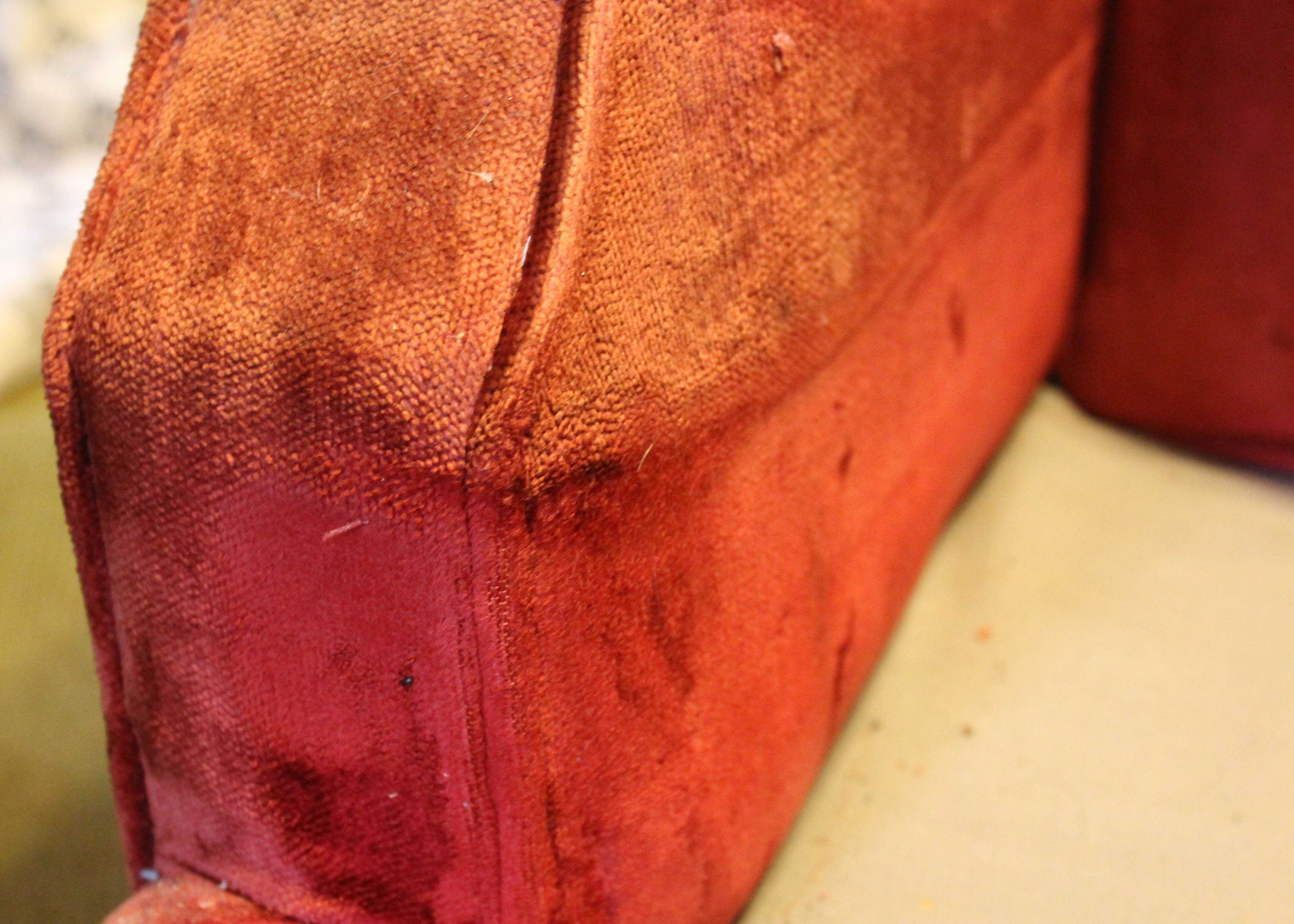 Vintage Red Velvet Upholstered Armchair