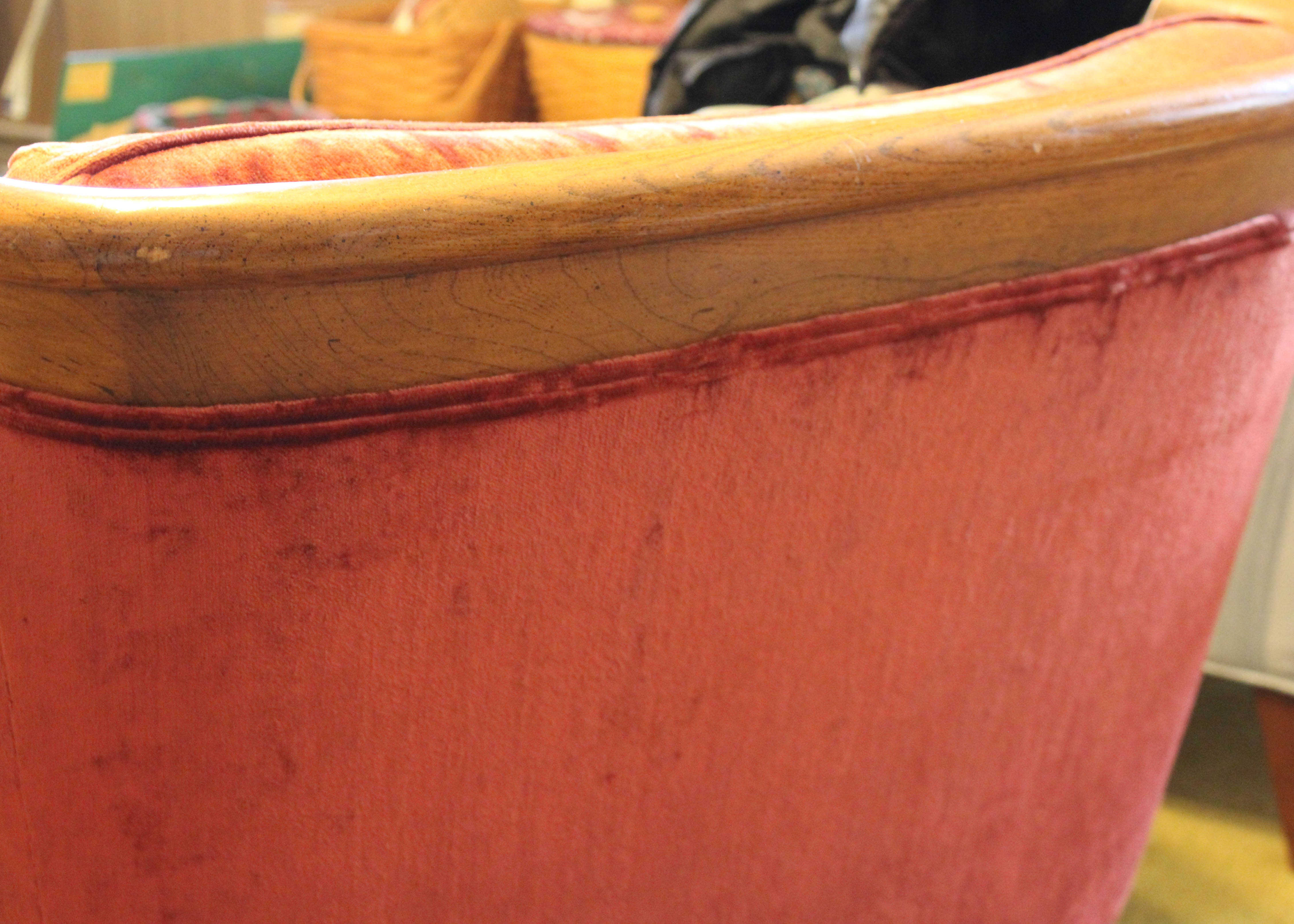 Vintage Red Velvet Upholstered Armchair