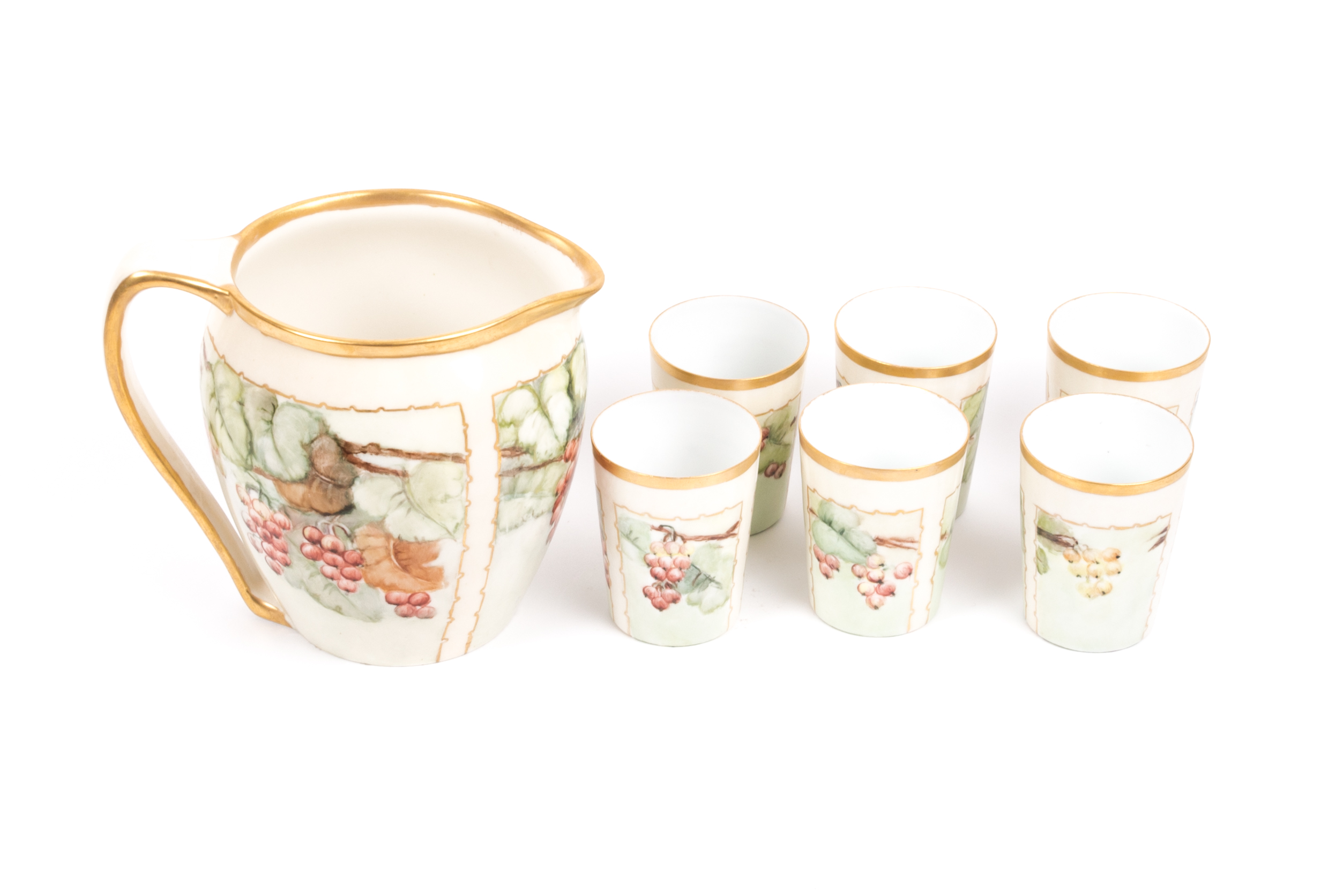 Willets Belleek Cider Pitcher with Limoges La Seynie cups