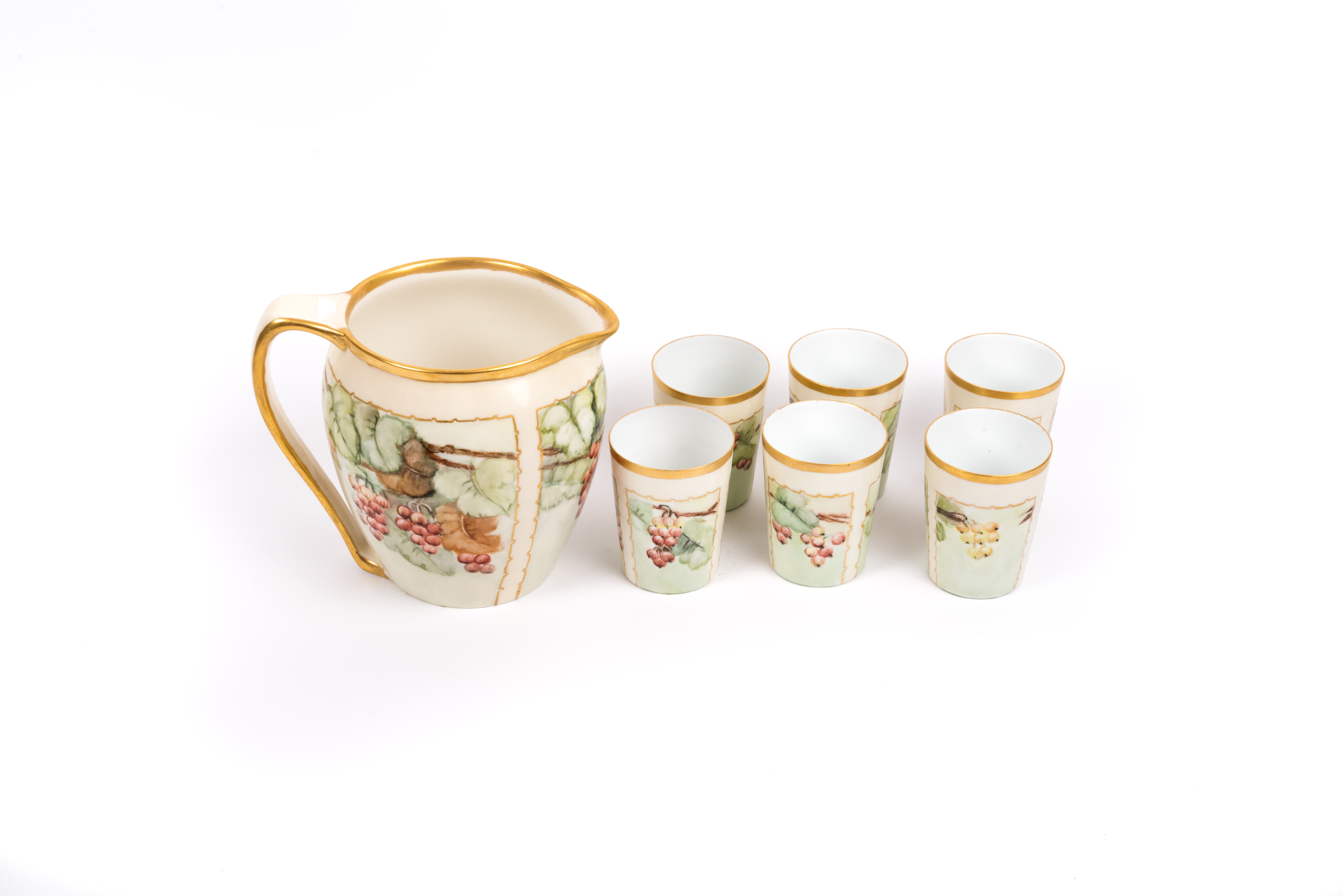 Willets Belleek Cider Pitcher with Limoges La Seynie cups