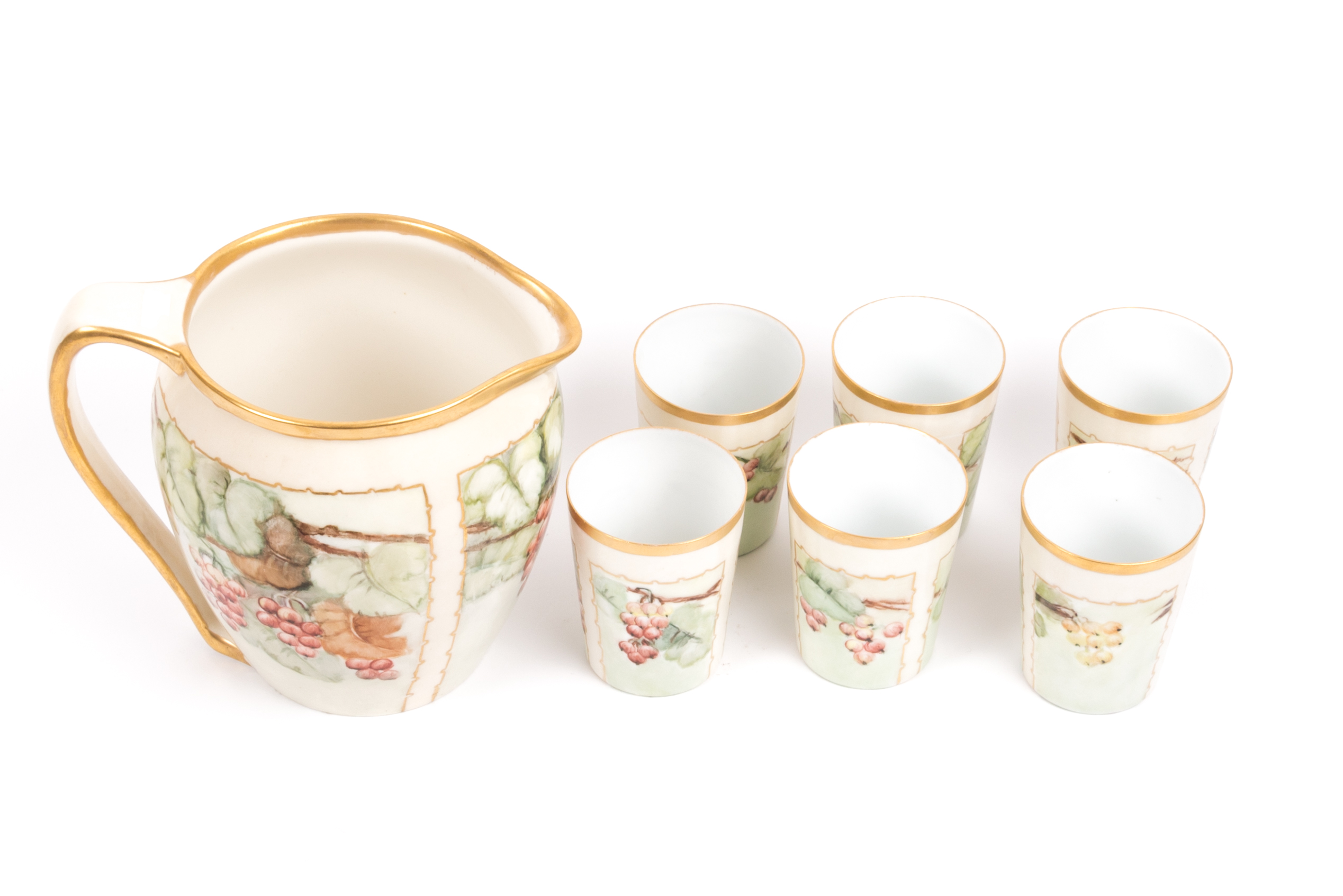 Willets Belleek Cider Pitcher with Limoges La Seynie cups