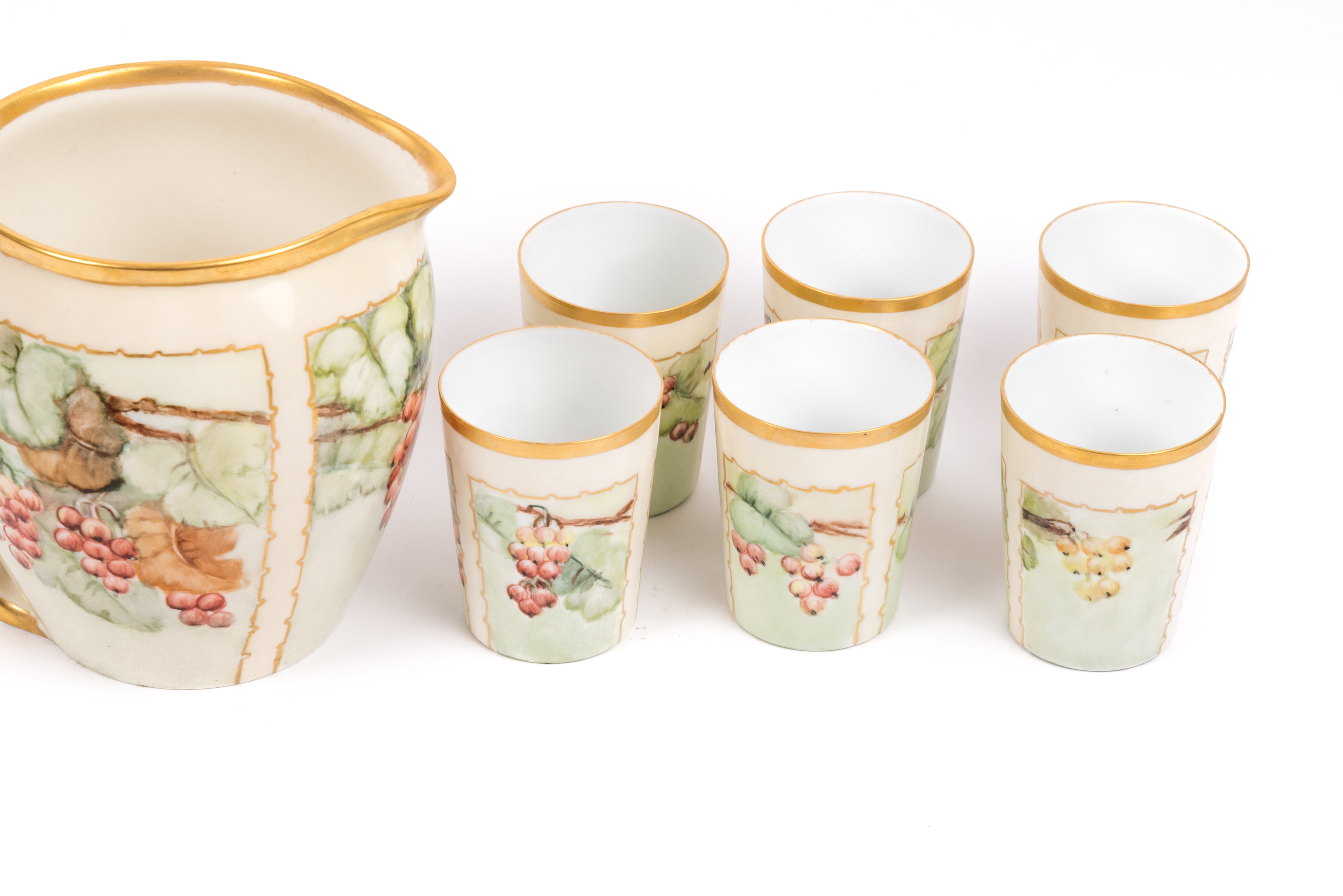 Willets Belleek Cider Pitcher with Limoges La Seynie cups