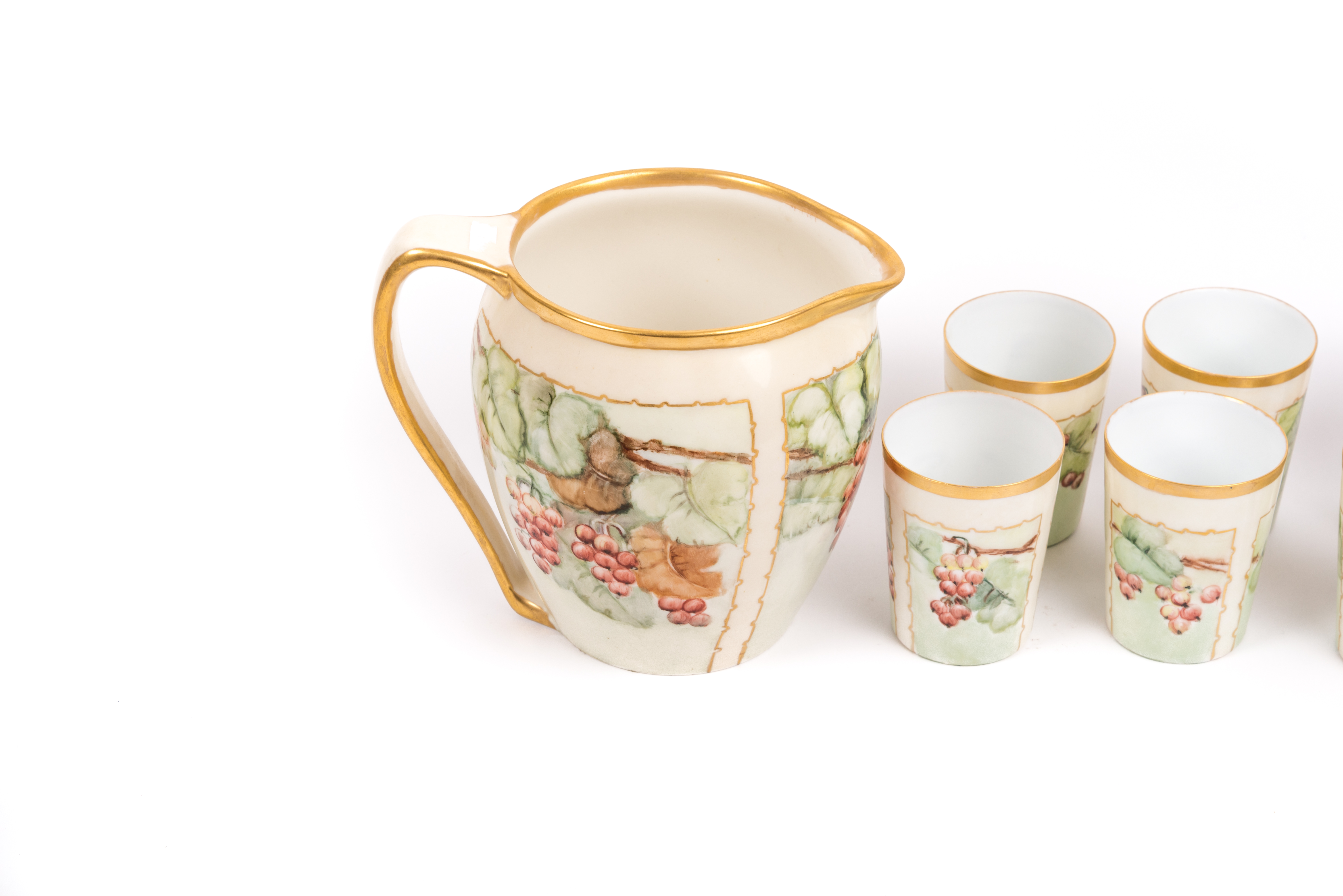 Willets Belleek Cider Pitcher with Limoges La Seynie cups