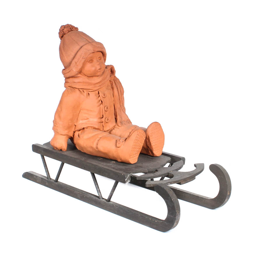 Original Signed Ann Entis Terracotta Sculpture