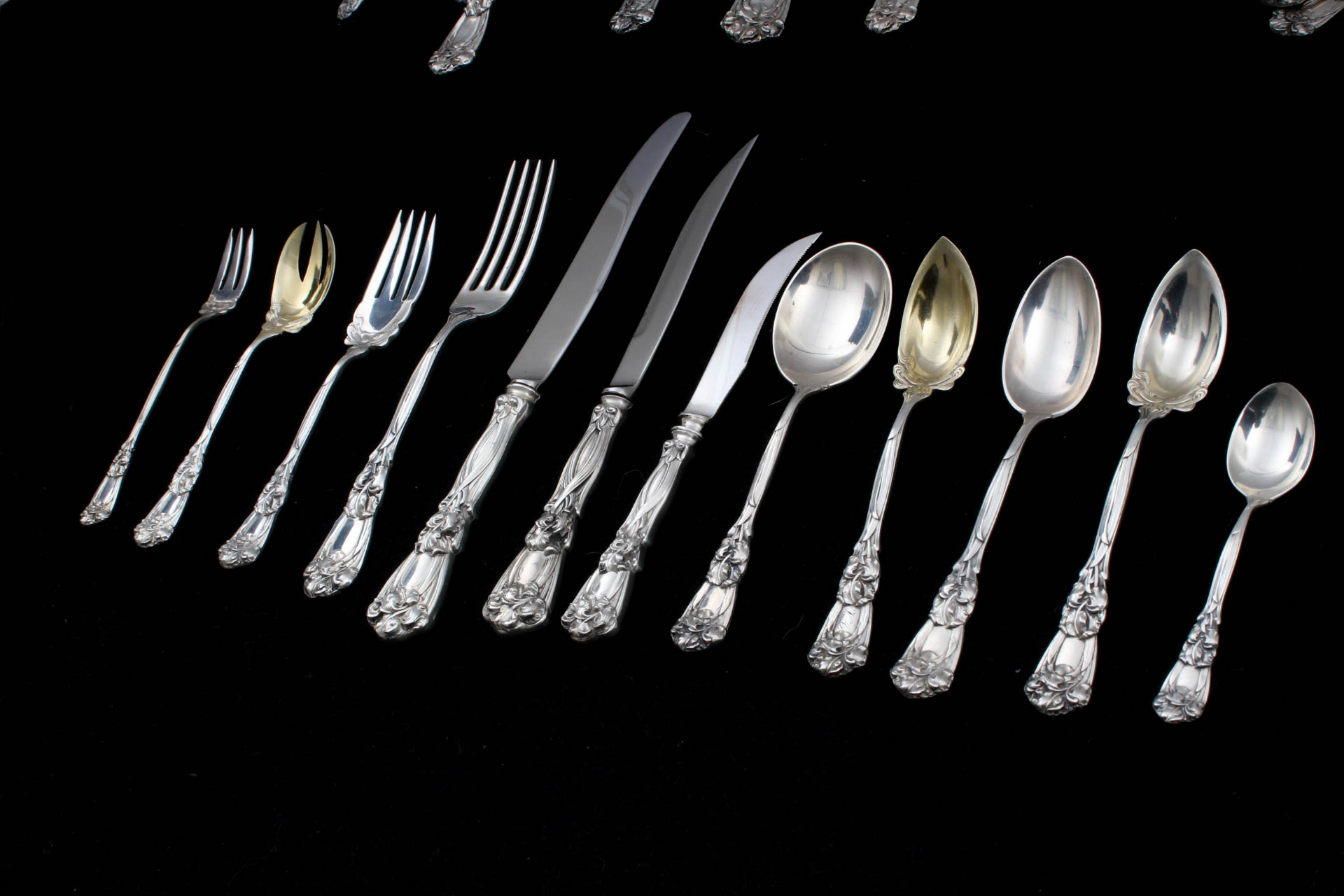 Antique Durgin-Gorham Sterling Silver "Iris" Flatware