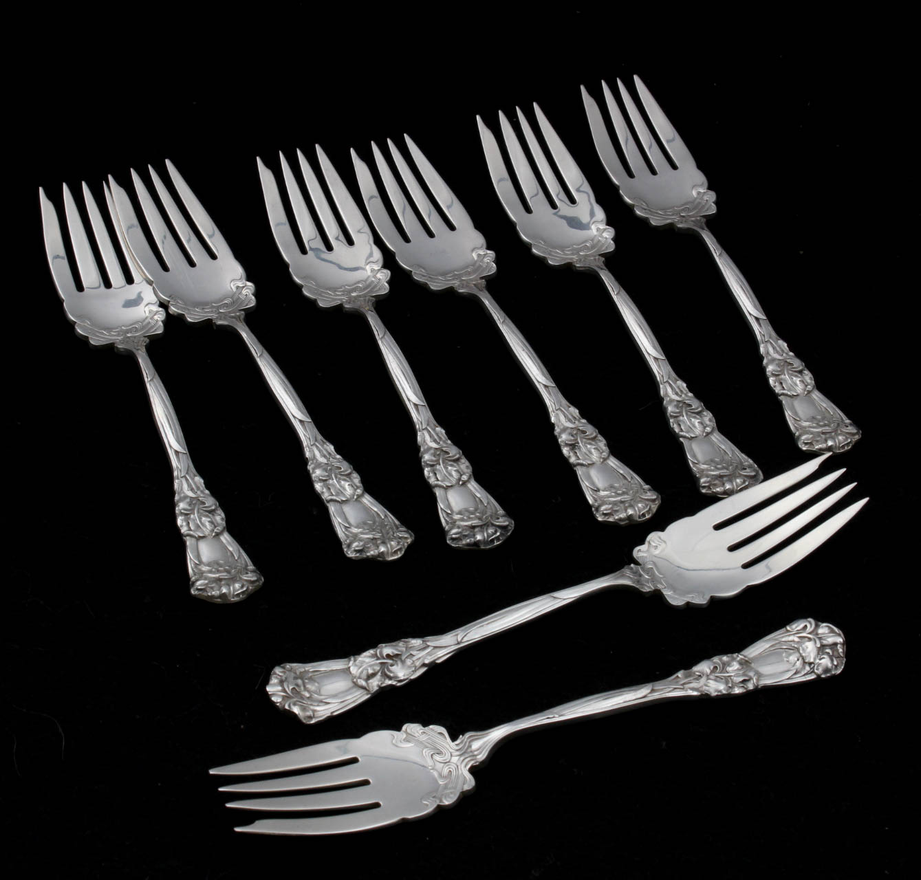 Antique Durgin-Gorham Sterling Silver "Iris" Flatware