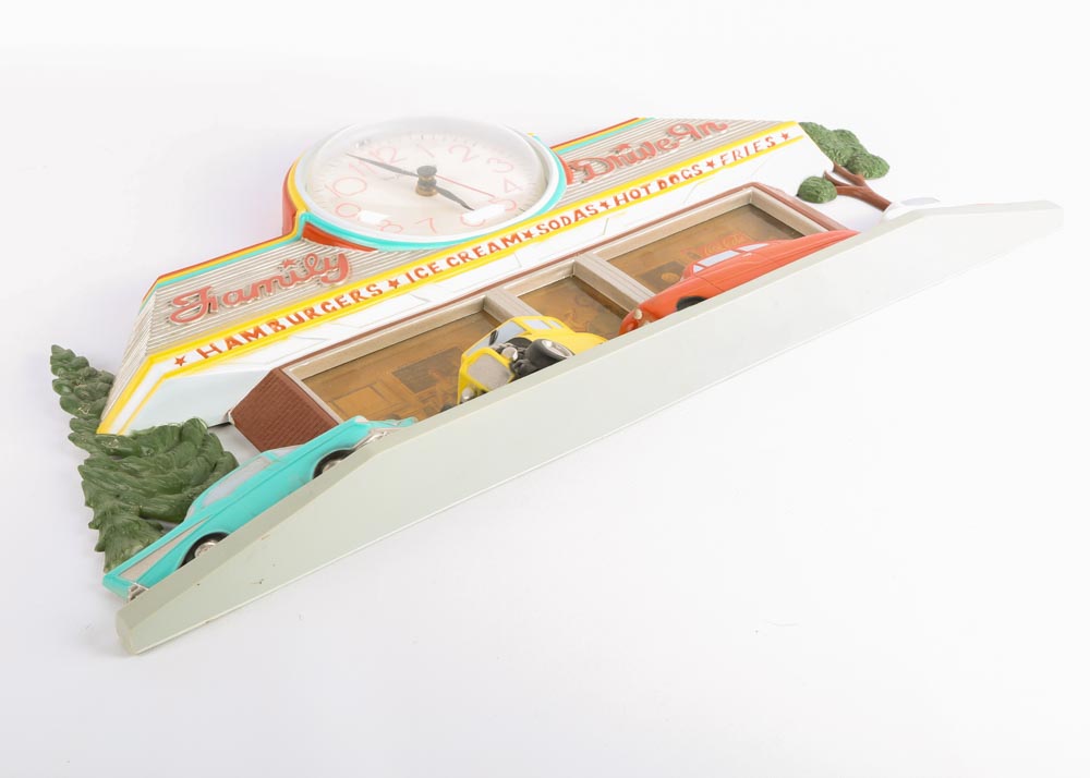 Vintage Molded Plastic "Family Drive-In" Clock
