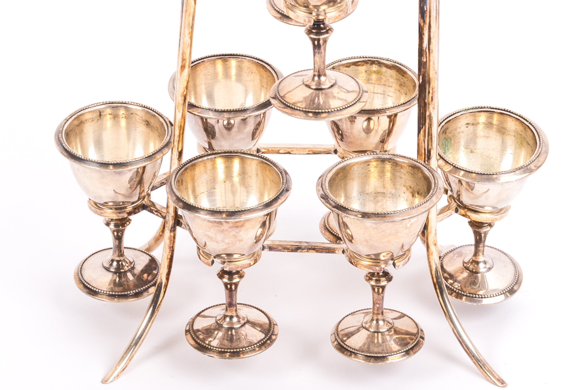 Meriden Britannia Plated Silver Egg Cups with Holder