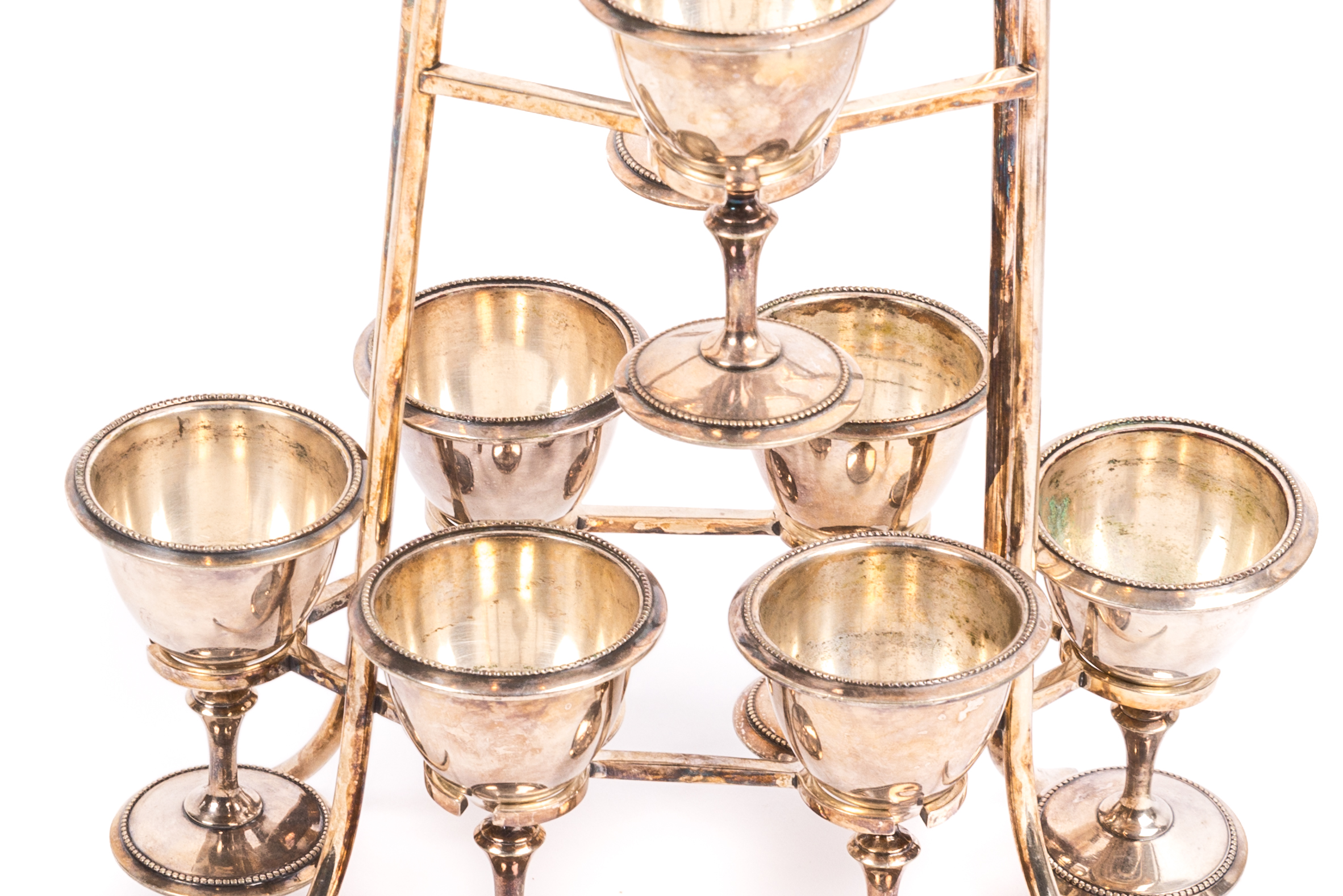 Meriden Britannia Plated Silver Egg Cups with Holder