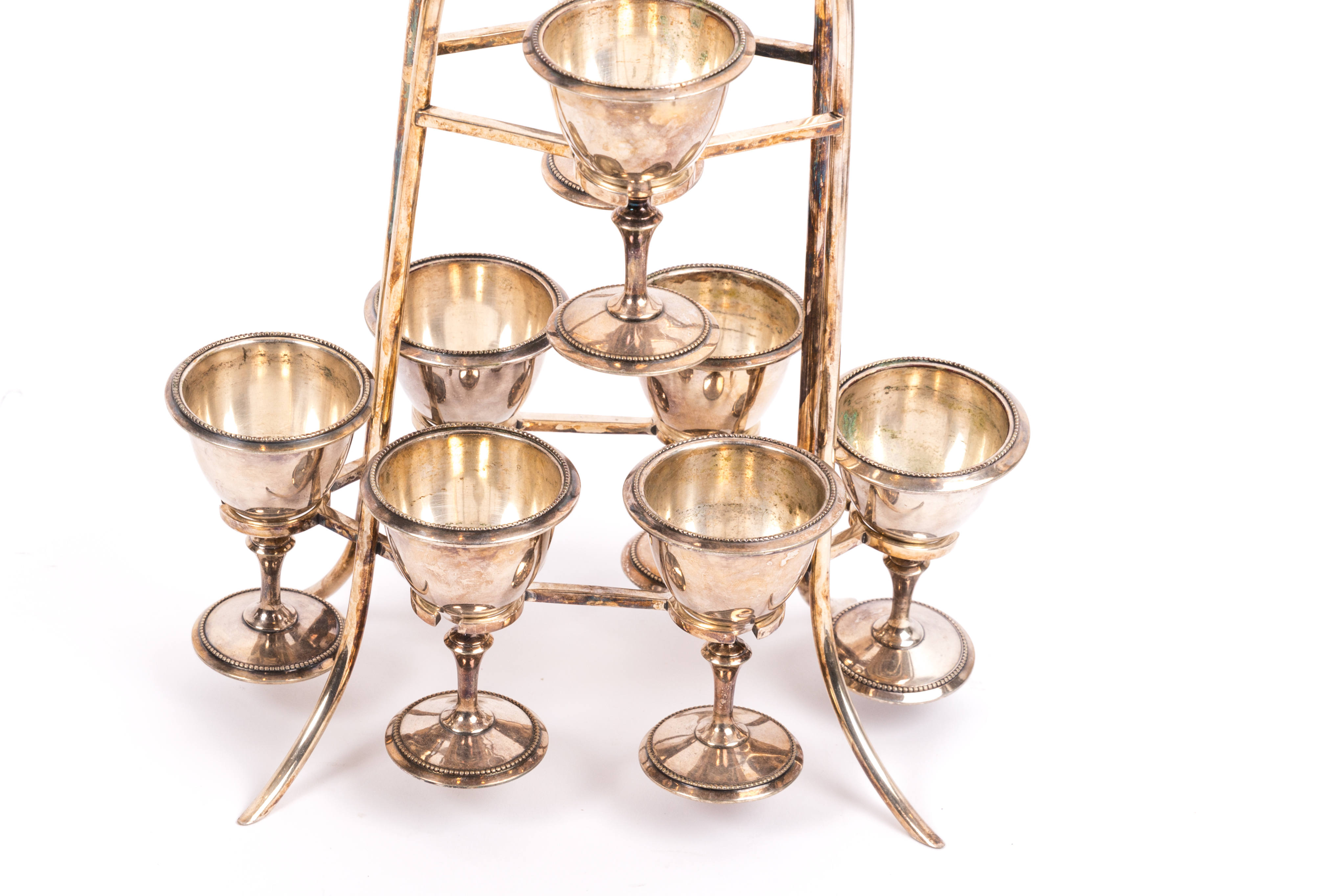 Meriden Britannia Plated Silver Egg Cups with Holder