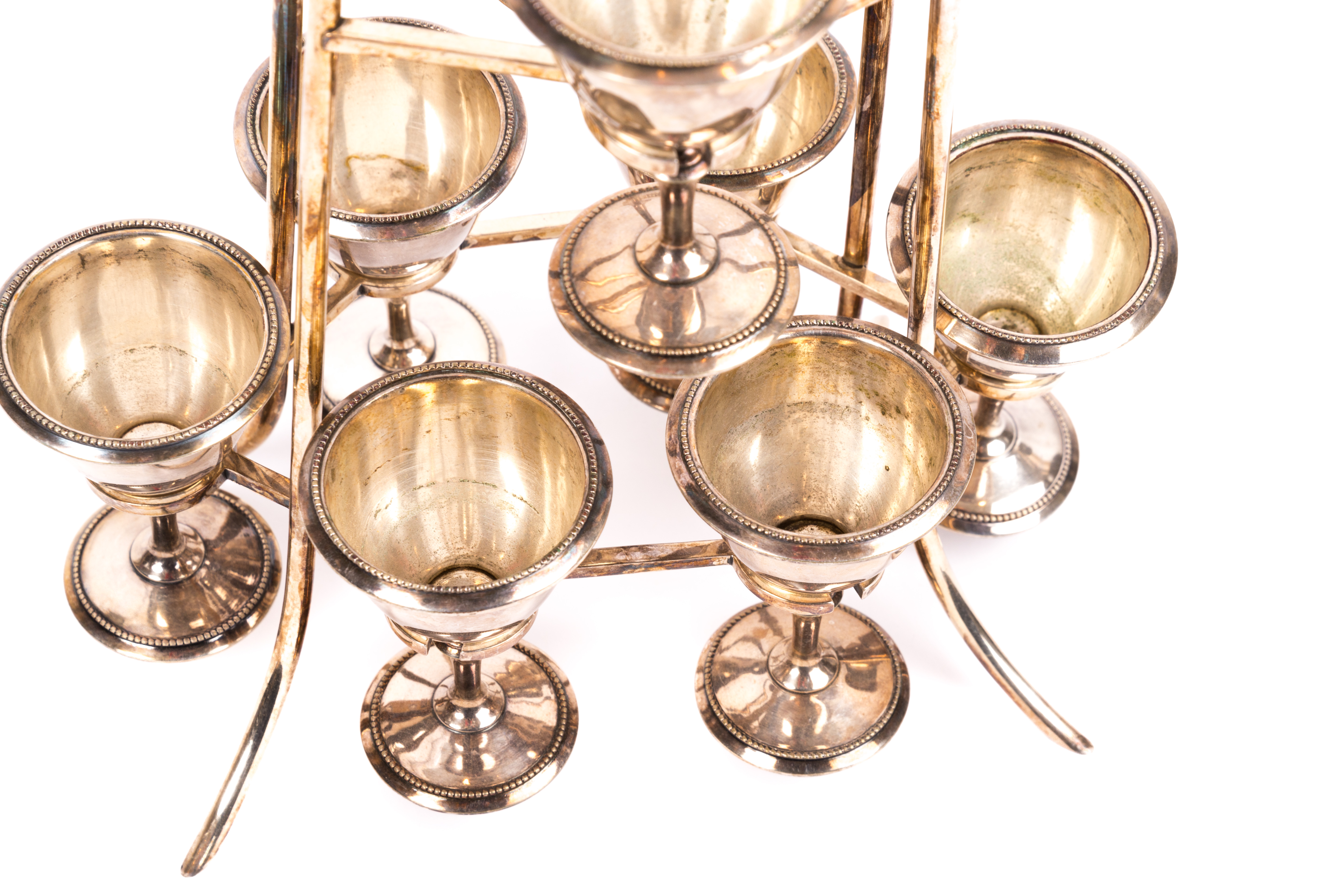 Meriden Britannia Plated Silver Egg Cups with Holder