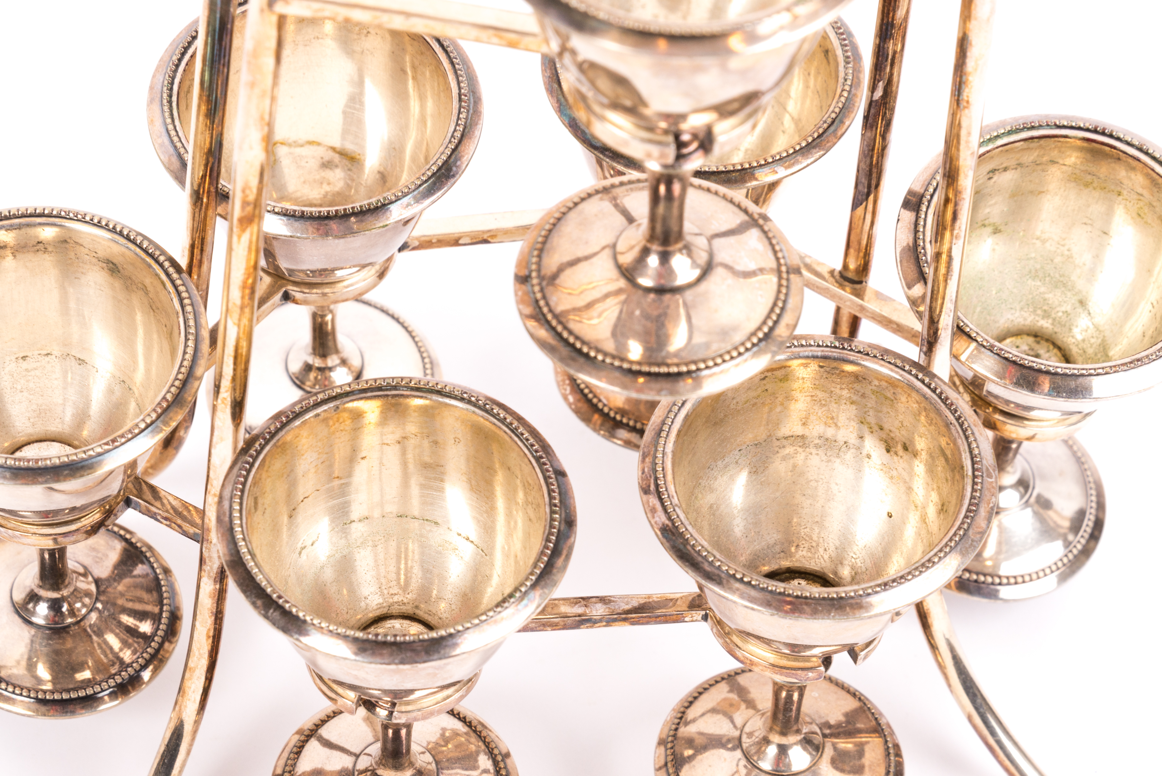 Meriden Britannia Plated Silver Egg Cups with Holder