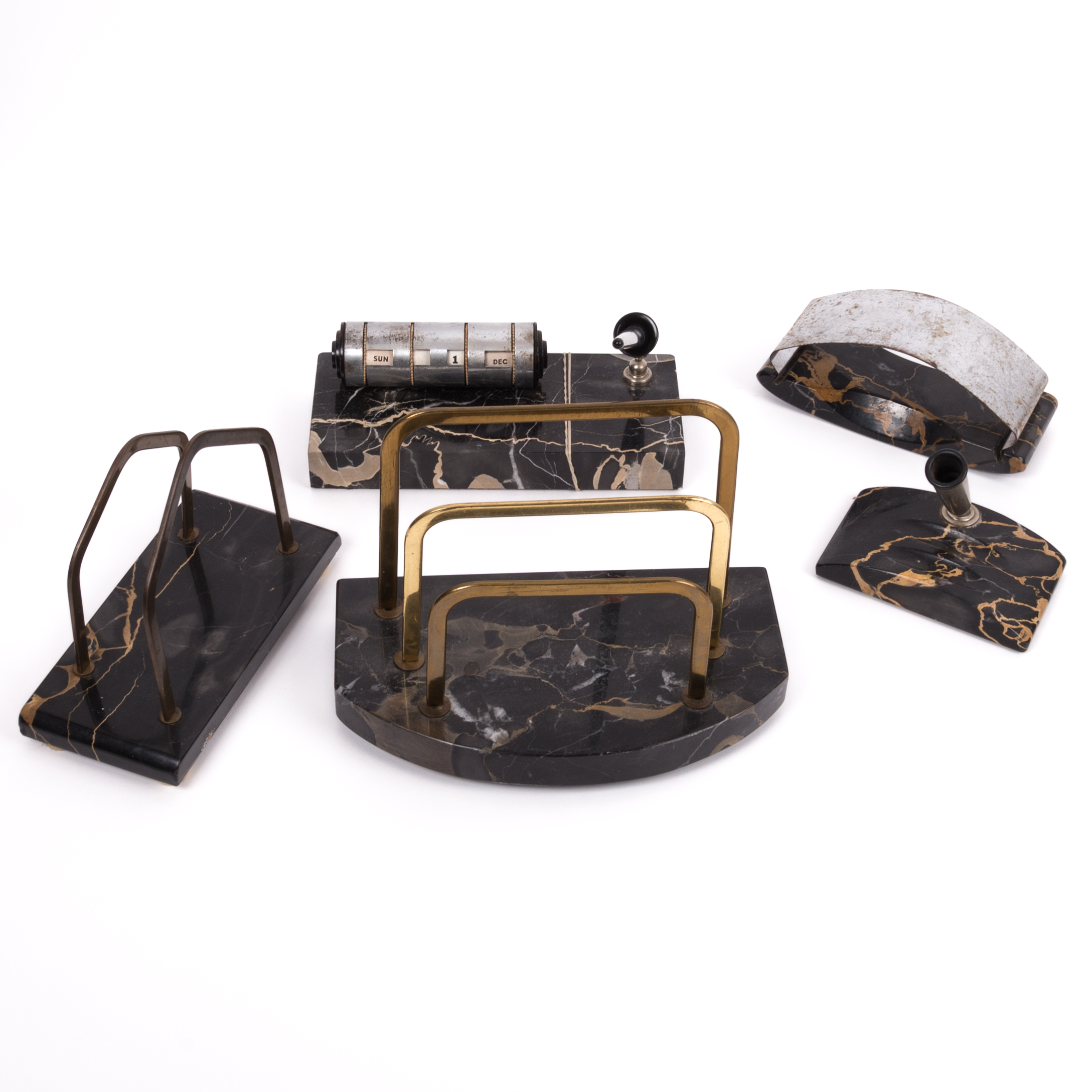 Vintage Black Marble Desk Accessories