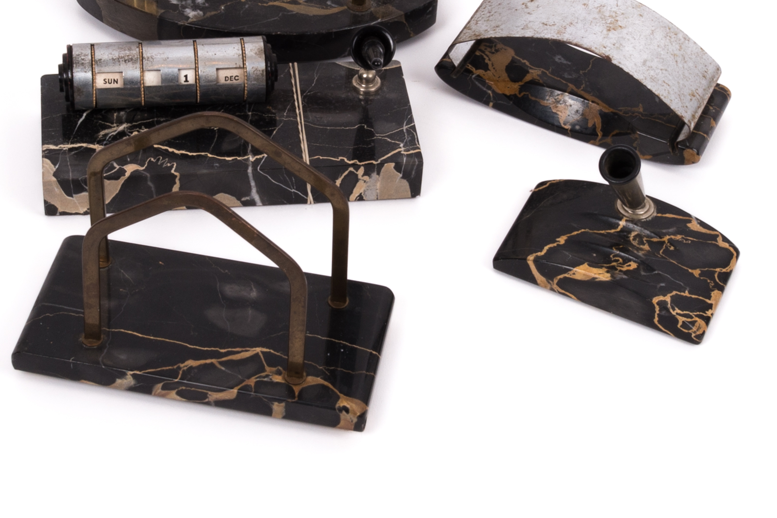 Vintage Black Marble Desk Accessories