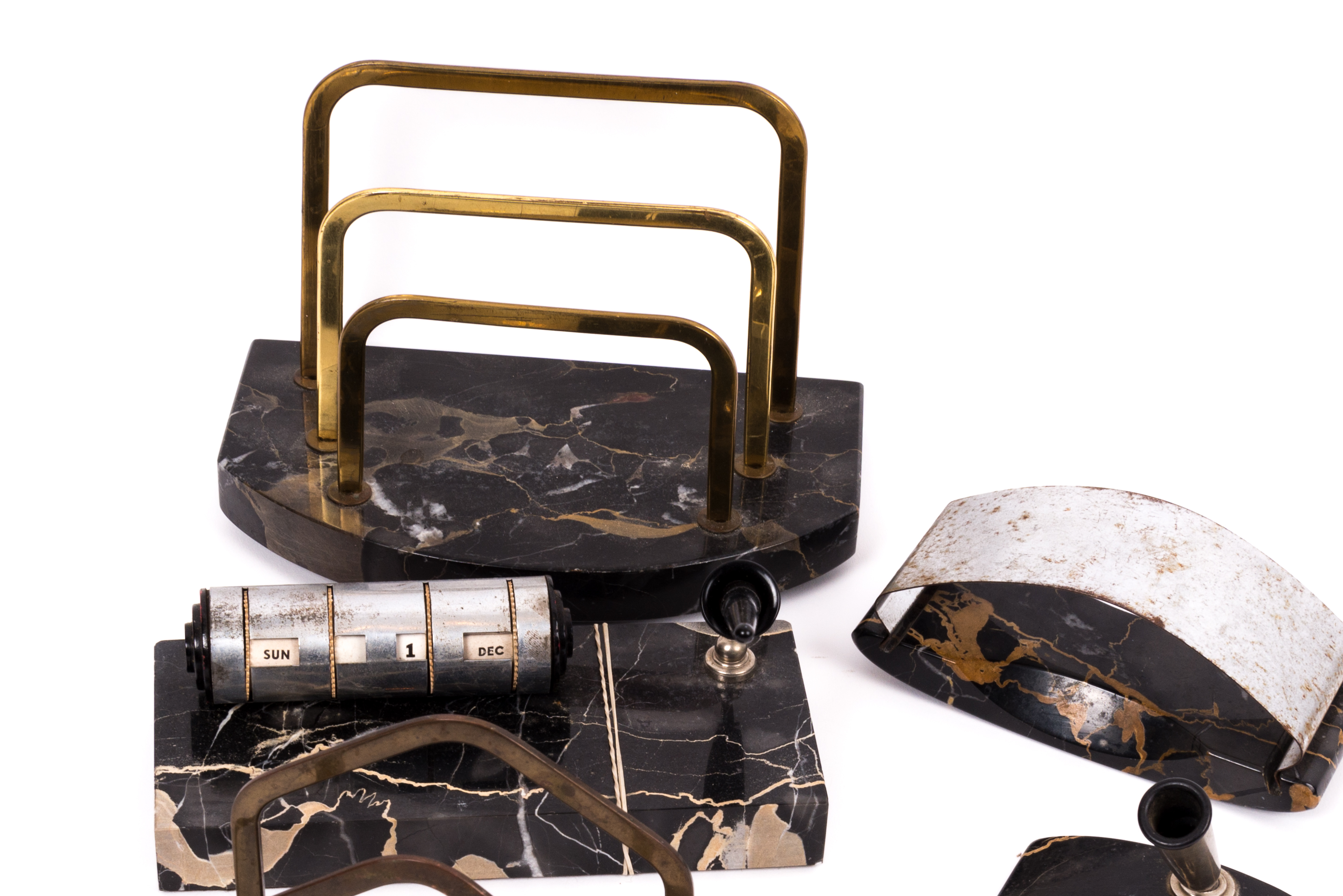 Vintage Black Marble Desk Accessories