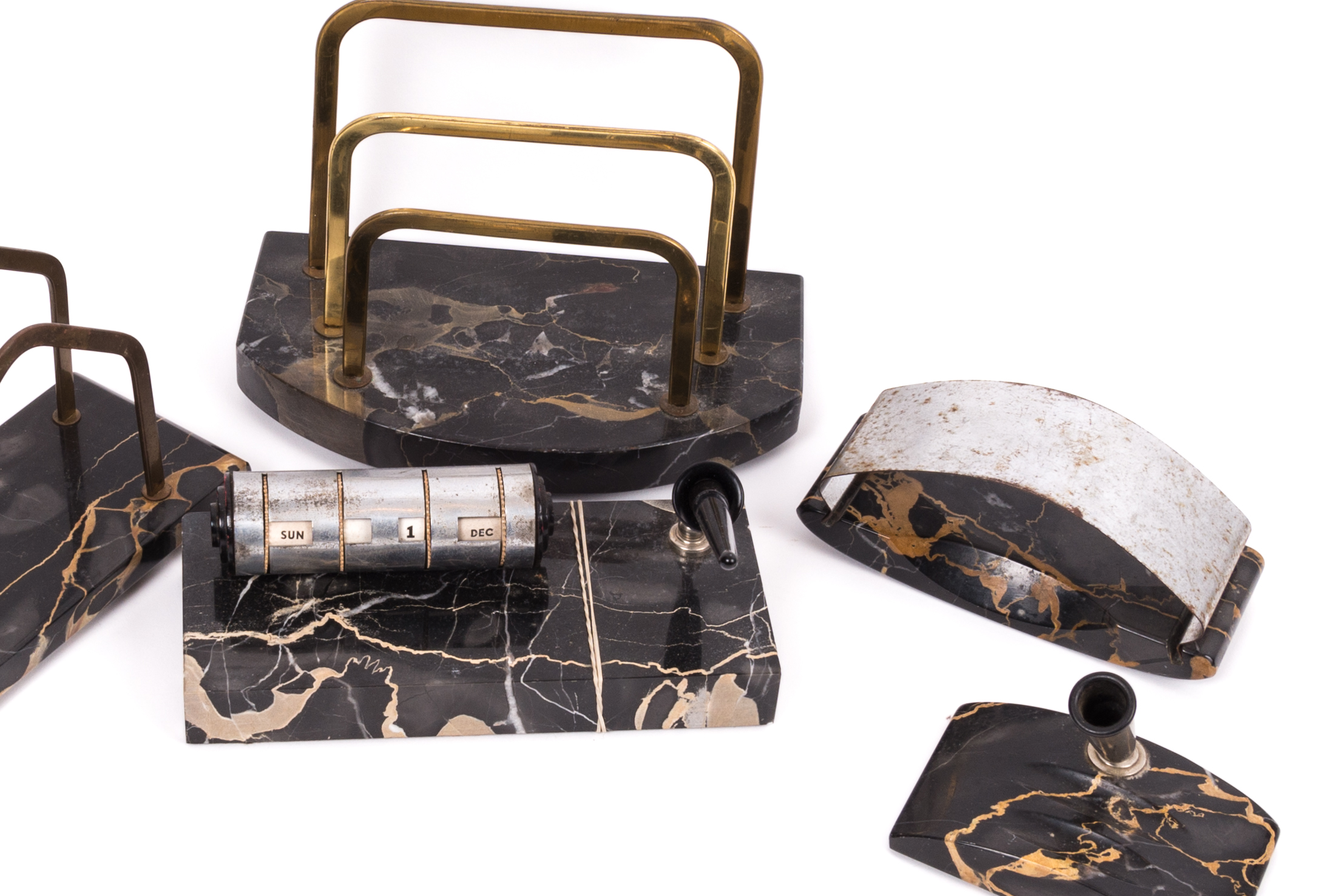 Vintage Black Marble Desk Accessories