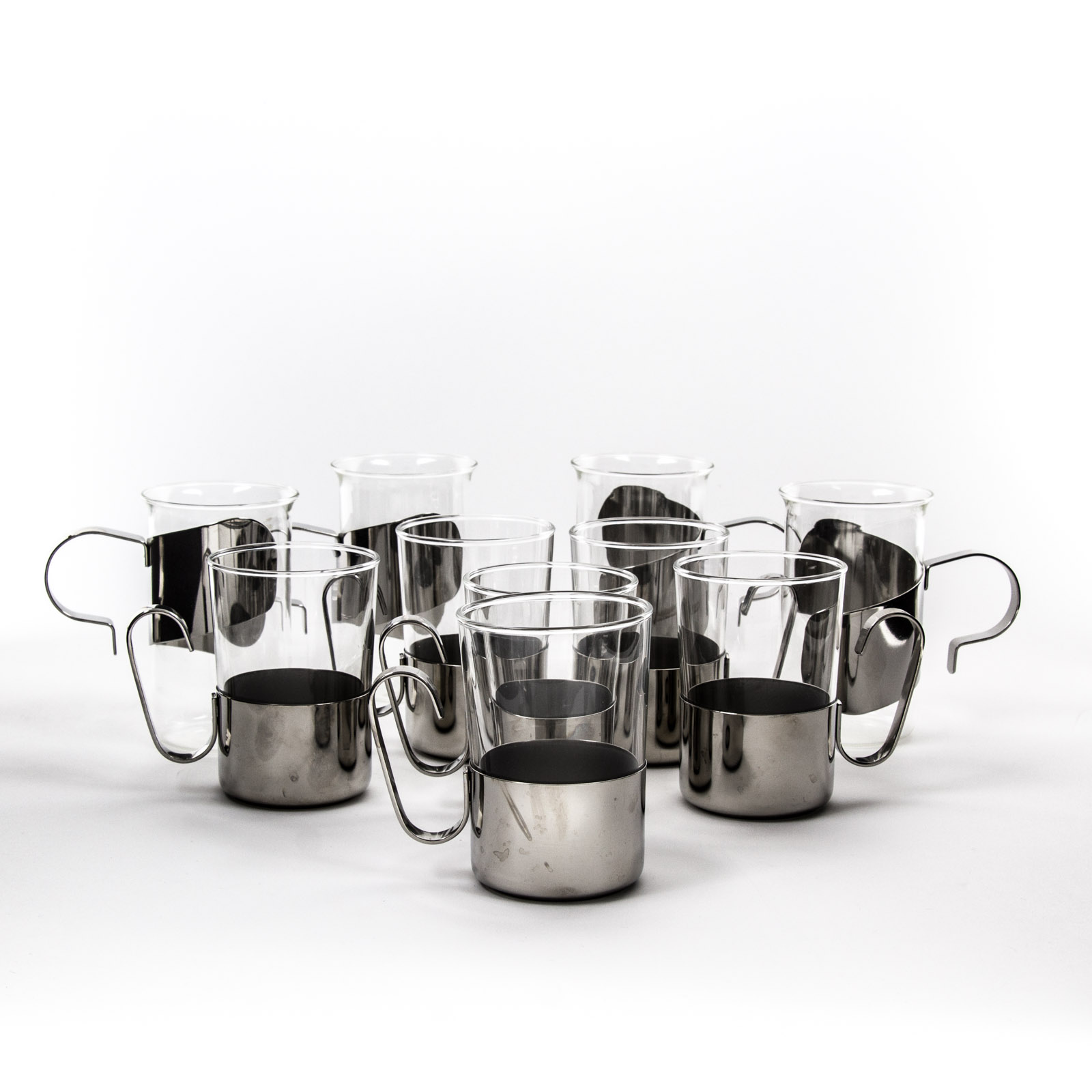 Glass and Metal Coffee Mugs