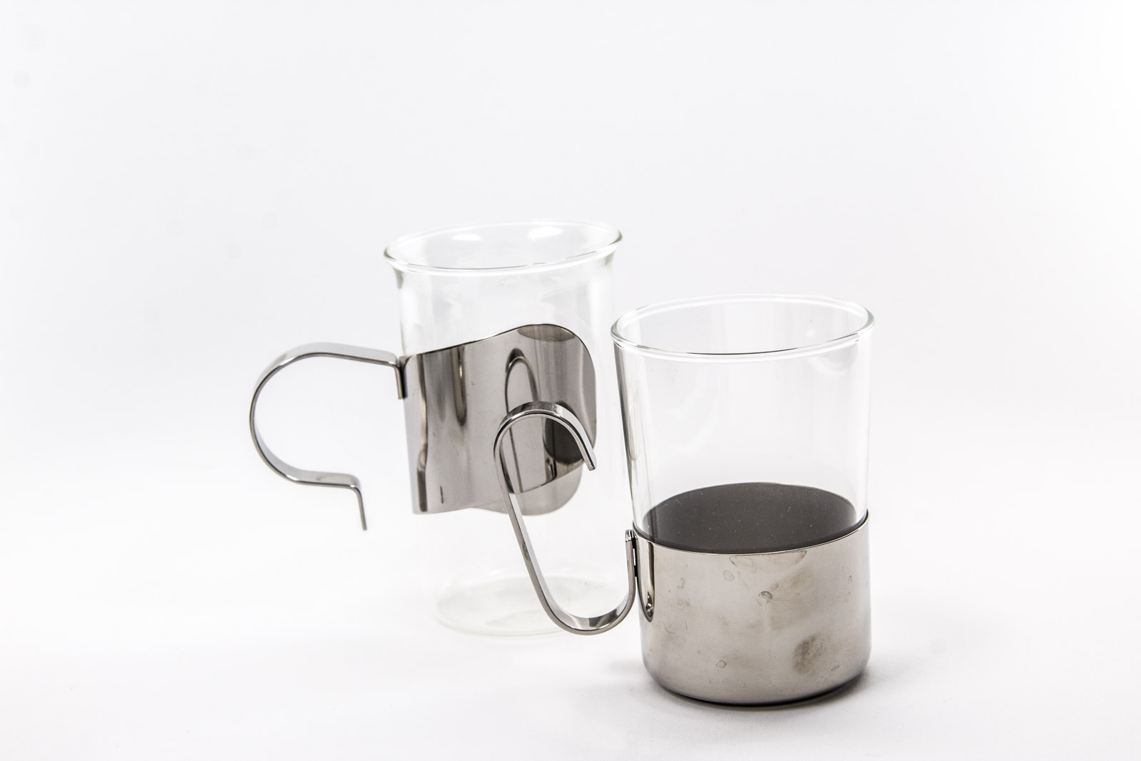 Glass and Metal Coffee Mugs