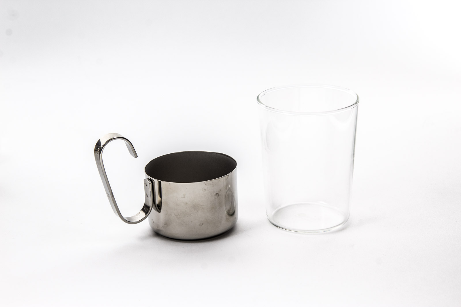 Glass and Metal Coffee Mugs