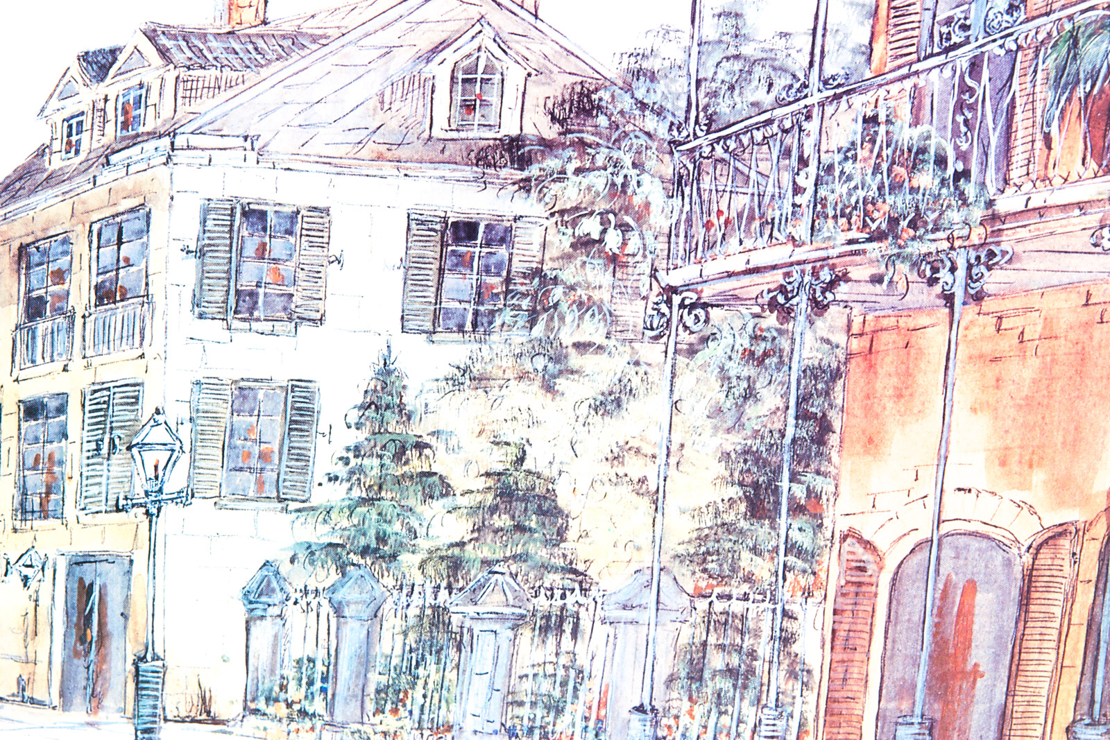 L. Restrepo Cityscape Offset Lithograph "Rue Royale N.O."