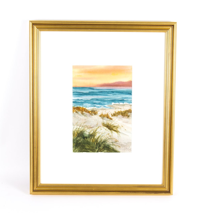 Nancy Tuttle May Original Beach Themed Watercolor Painting on Paper