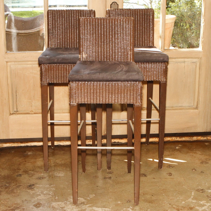 Collection of Wicker and Wood Bar Stools